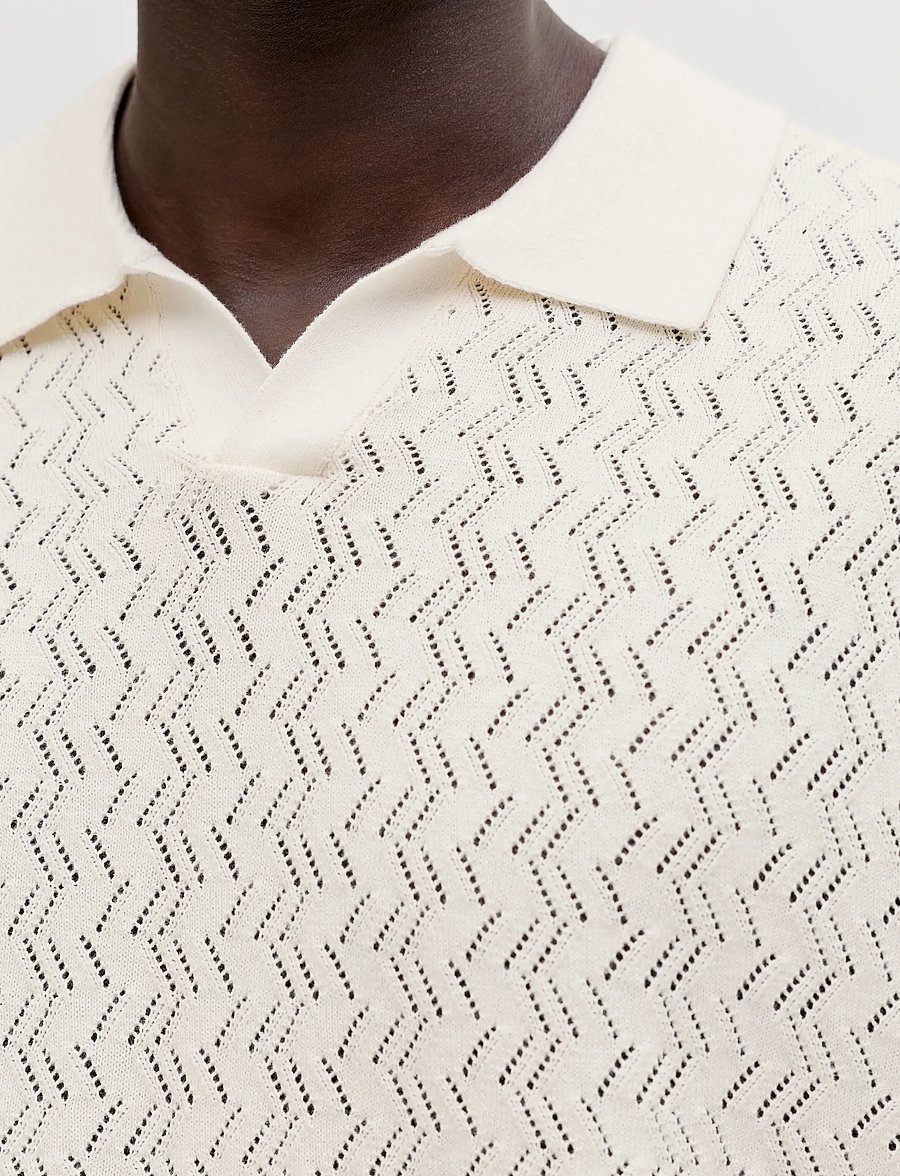 Jack & Jones - JORTYLER KNIT SS SPLIT NECK POLO SN - stickade pikéer - sea salt - 4