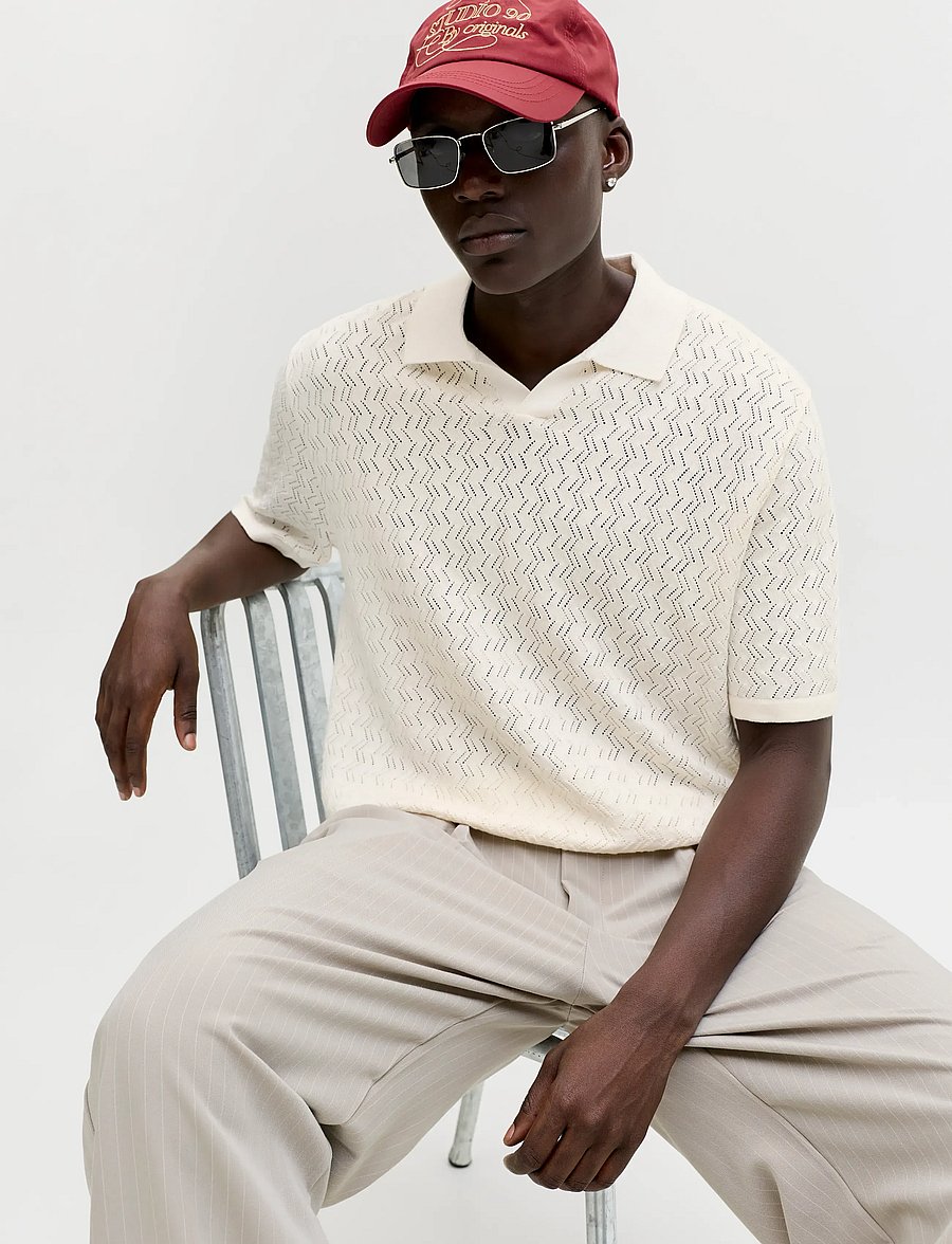Jack & Jones - JORTYLER KNIT SS SPLIT NECK POLO SN - stickade pikéer - sea salt - 5