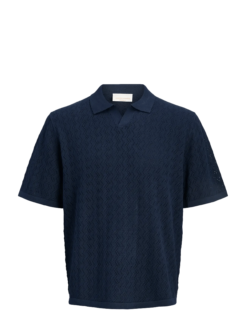 Jack & Jones - JORTYLER KNIT SS SPLIT NECK POLO SN - kootud polosärgid - sky captain - 1