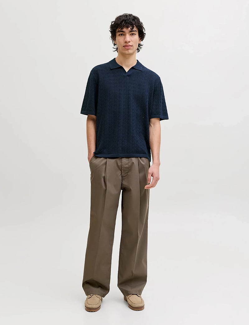 Jack & Jones - JORTYLER KNIT SS SPLIT NECK POLO SN - kootud polosärgid - sky captain - 3