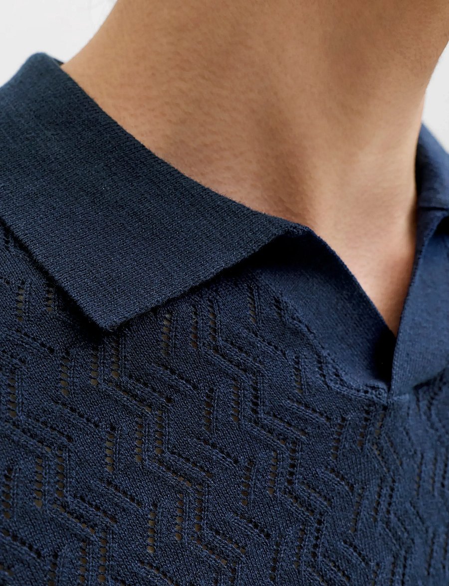 Jack & Jones - JORTYLER KNIT SS SPLIT NECK POLO SN - stickade pikéer - sky captain - 4