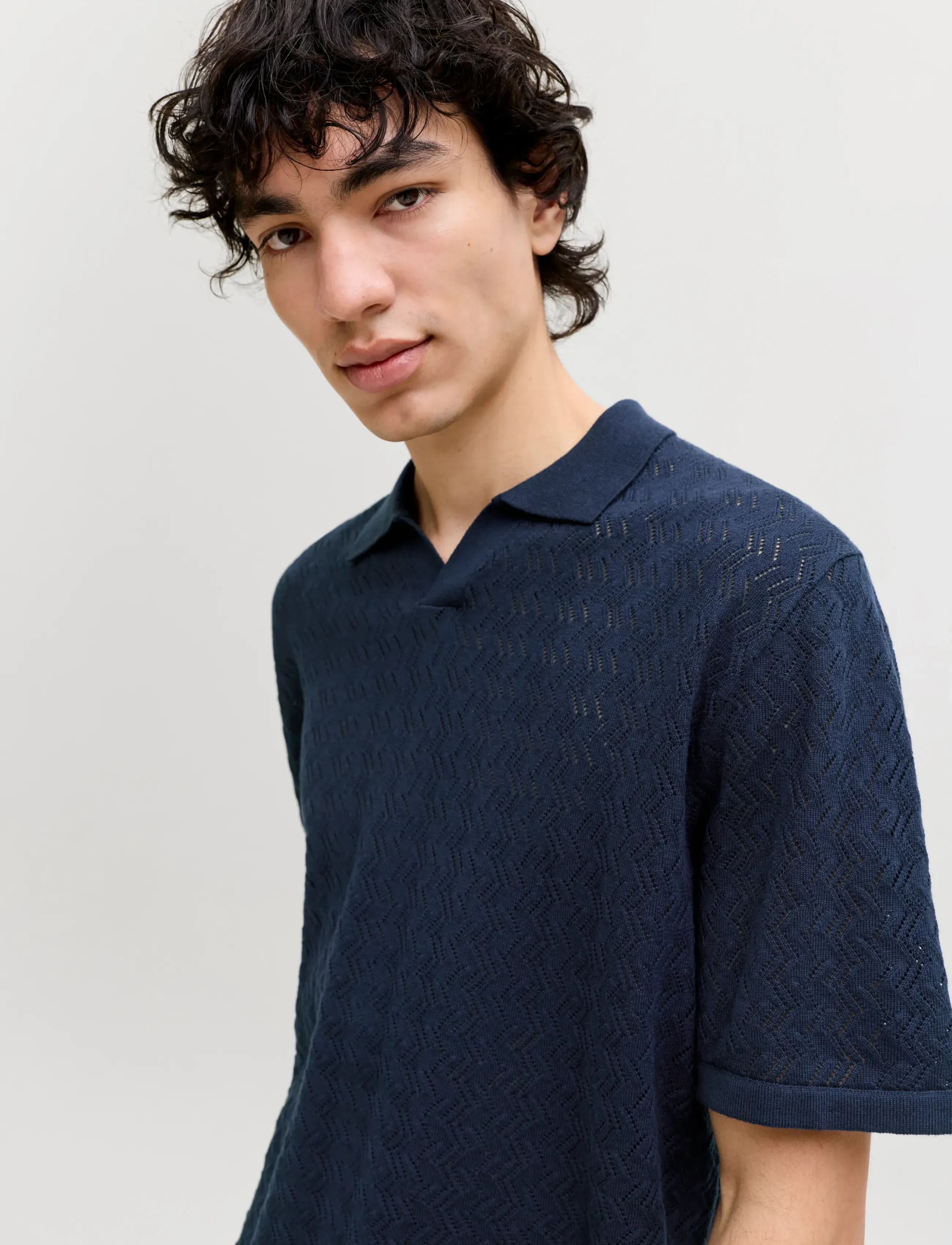 Jack & Jones - JORTYLER KNIT SS SPLIT NECK POLO SN - knitted polos - sky captain - 5