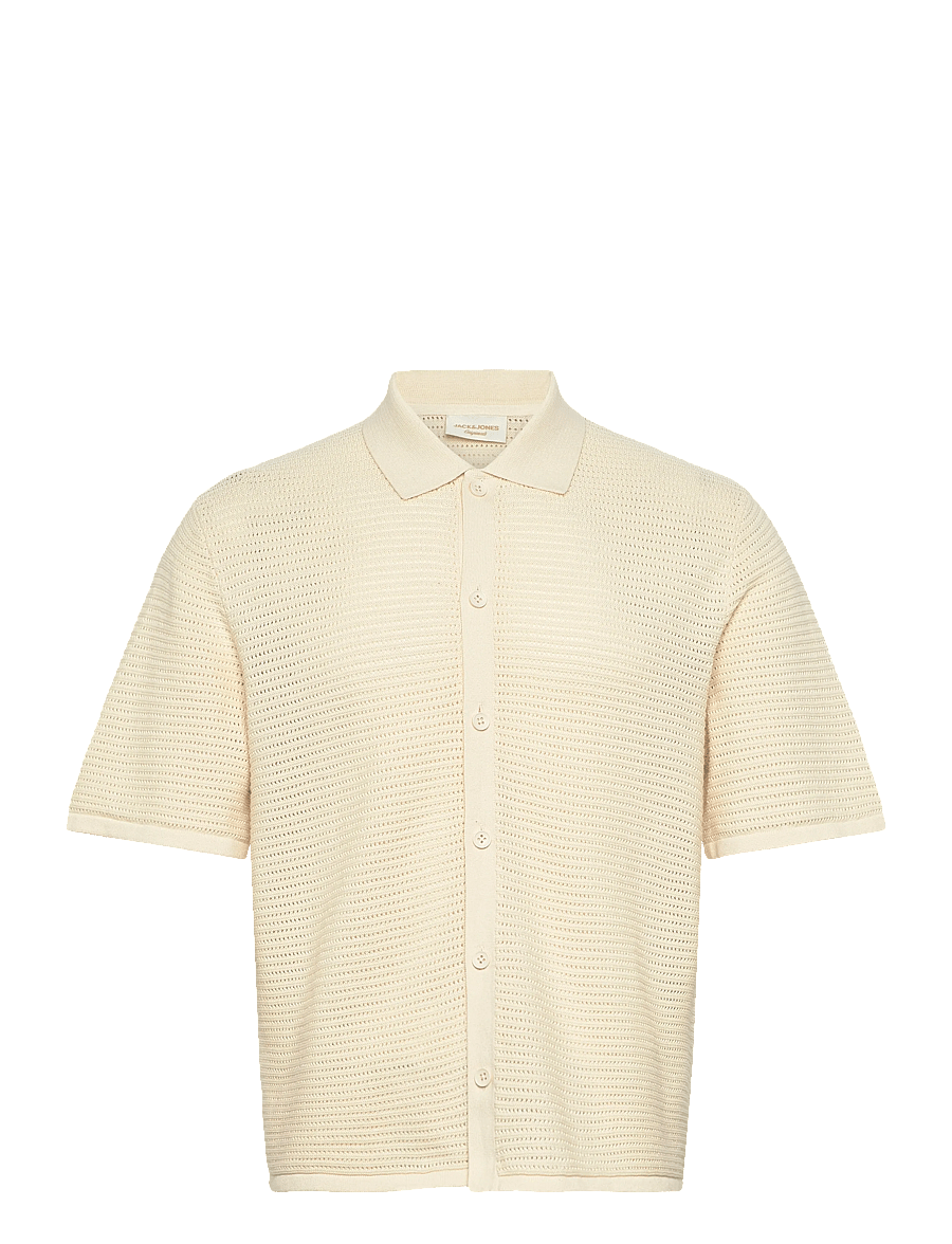 Jack & Jones - JORMAINE KNIT SS POLO CARDIGAN SN - dzianinowe bluzki polo - sea salt - 0