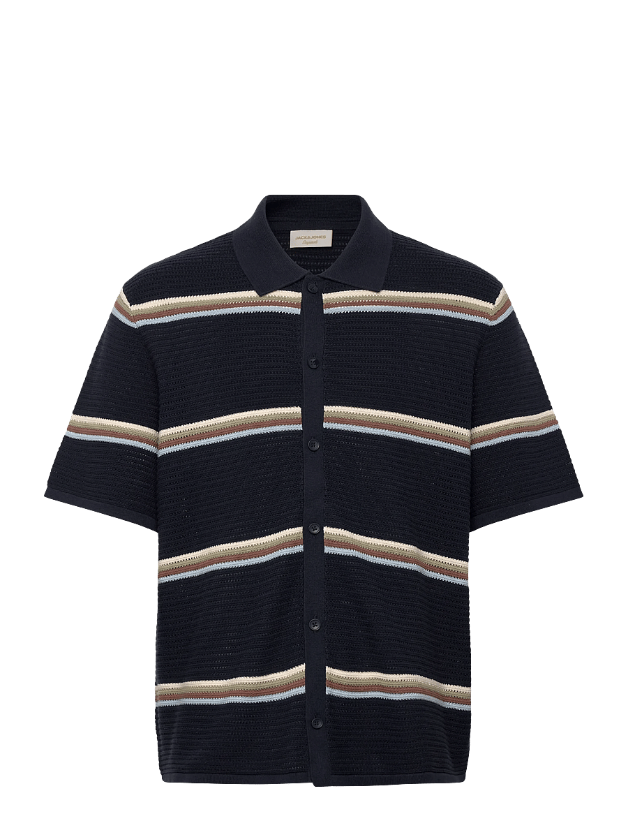 Jack & Jones - JORMAINE KNIT SS POLO CARDIGAN SN - gestrickte polohemden - sky captain - 0