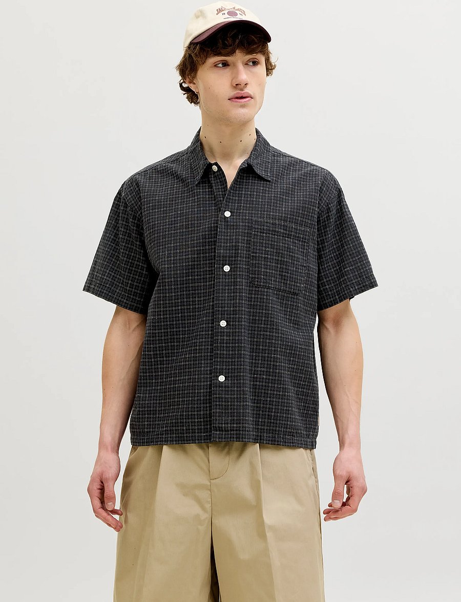Jack & Jones - JORRIVIERA LINEN BLEND SHIRT SS LN - leinenhemden - black - 0