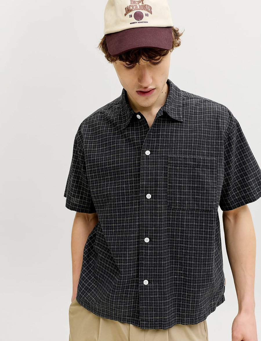 Jack & Jones - JORRIVIERA LINEN BLEND SHIRT SS LN - leinenhemden - black - 4