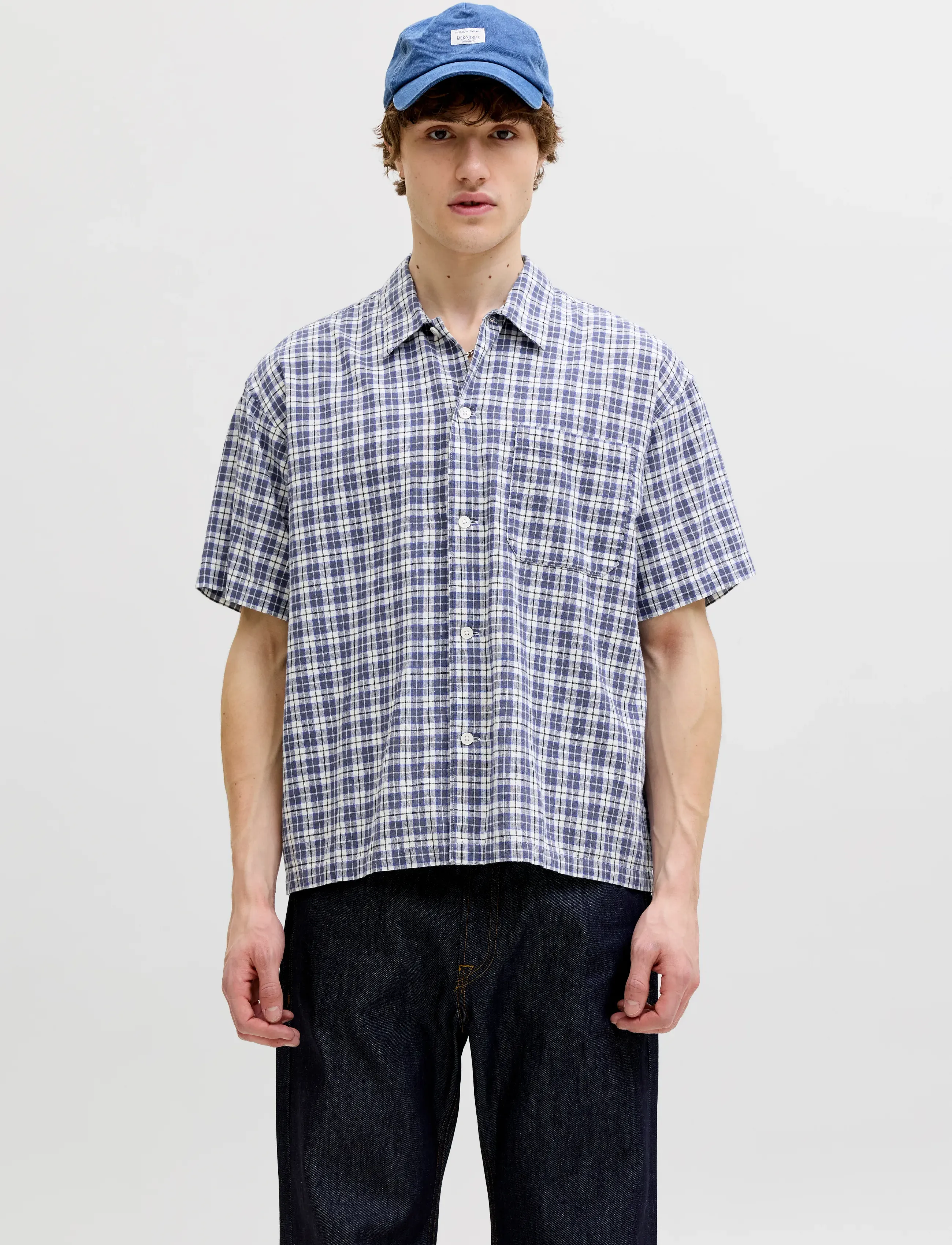 Jack & Jones JORRIVIERA LINEN BLEND SHIRT SS LN - Hemden - BLUING / blue