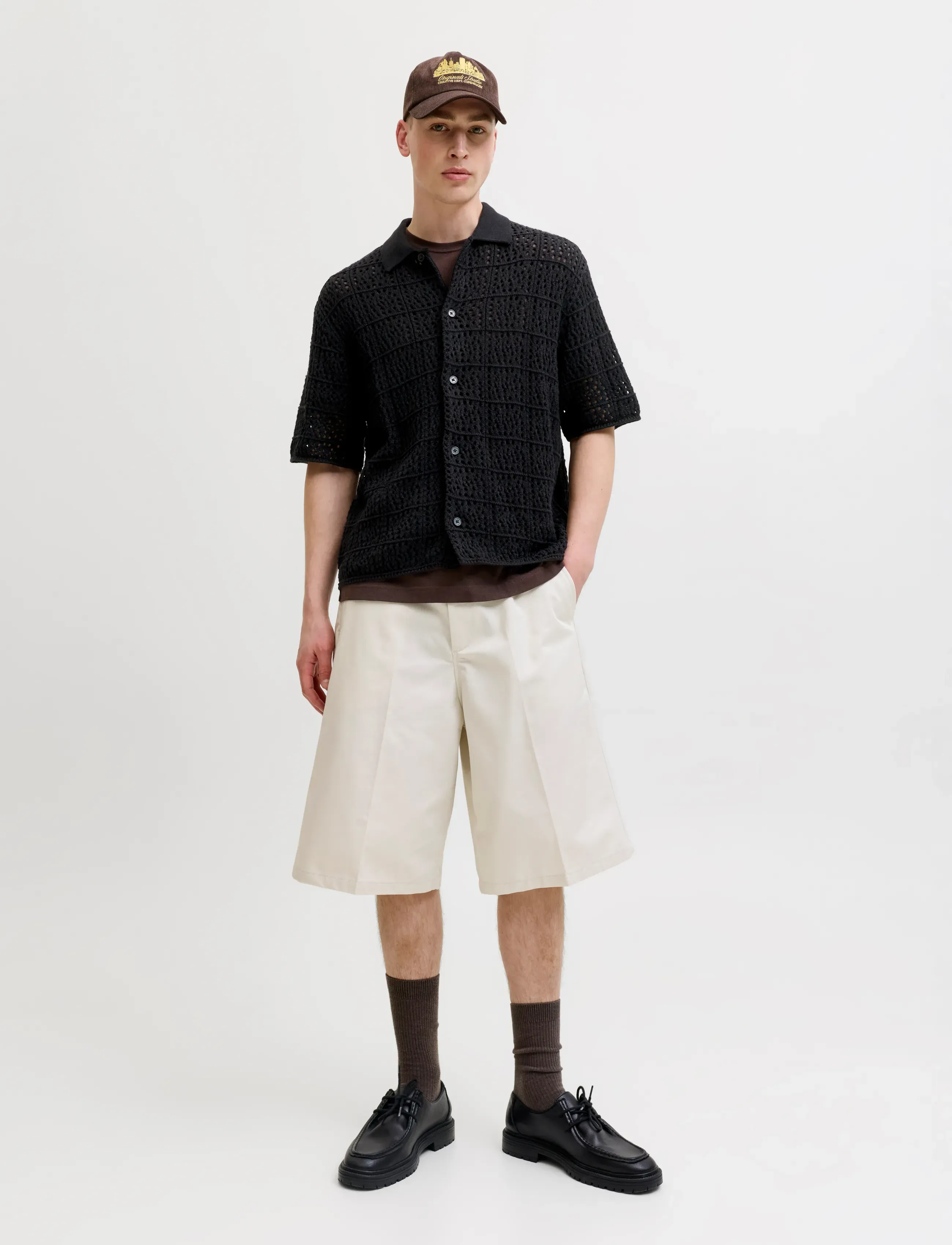 Jack & Jones - JORCOTEDAZUR KNIT CROCHET POLO SN - gestrickte polohemden - black - 3