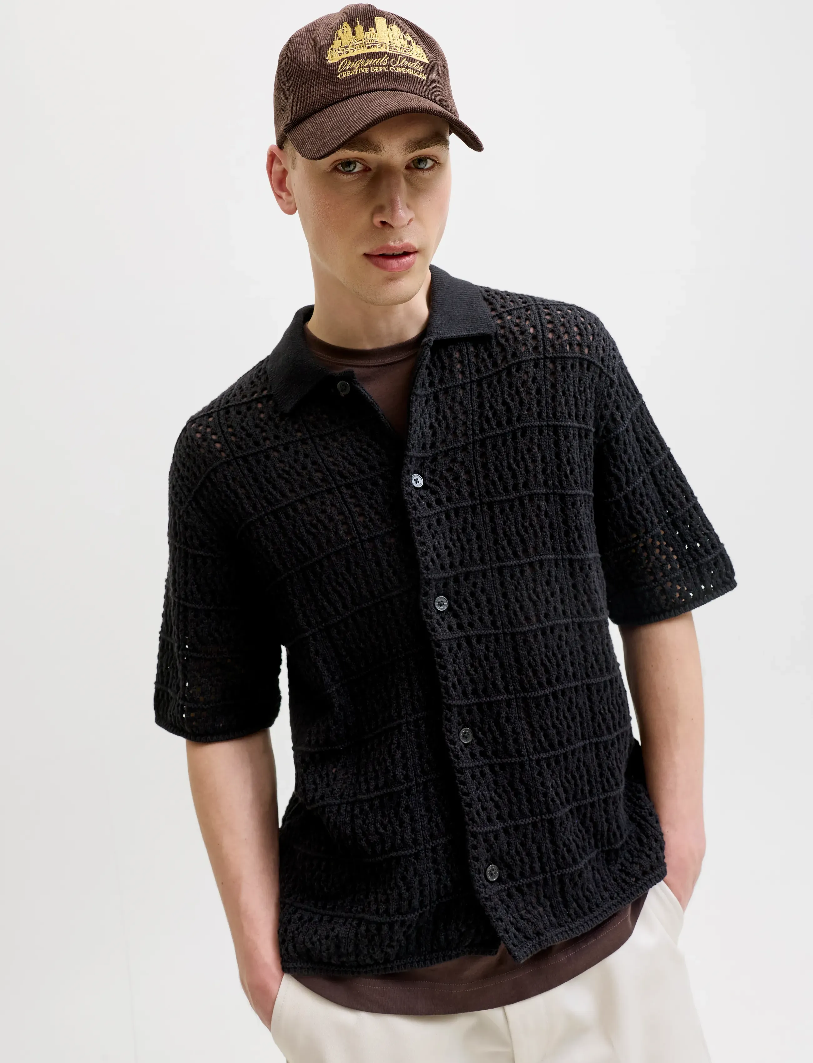 Jack & Jones - JORCOTEDAZUR KNIT CROCHET POLO SN - gestrickte polohemden - black - 4