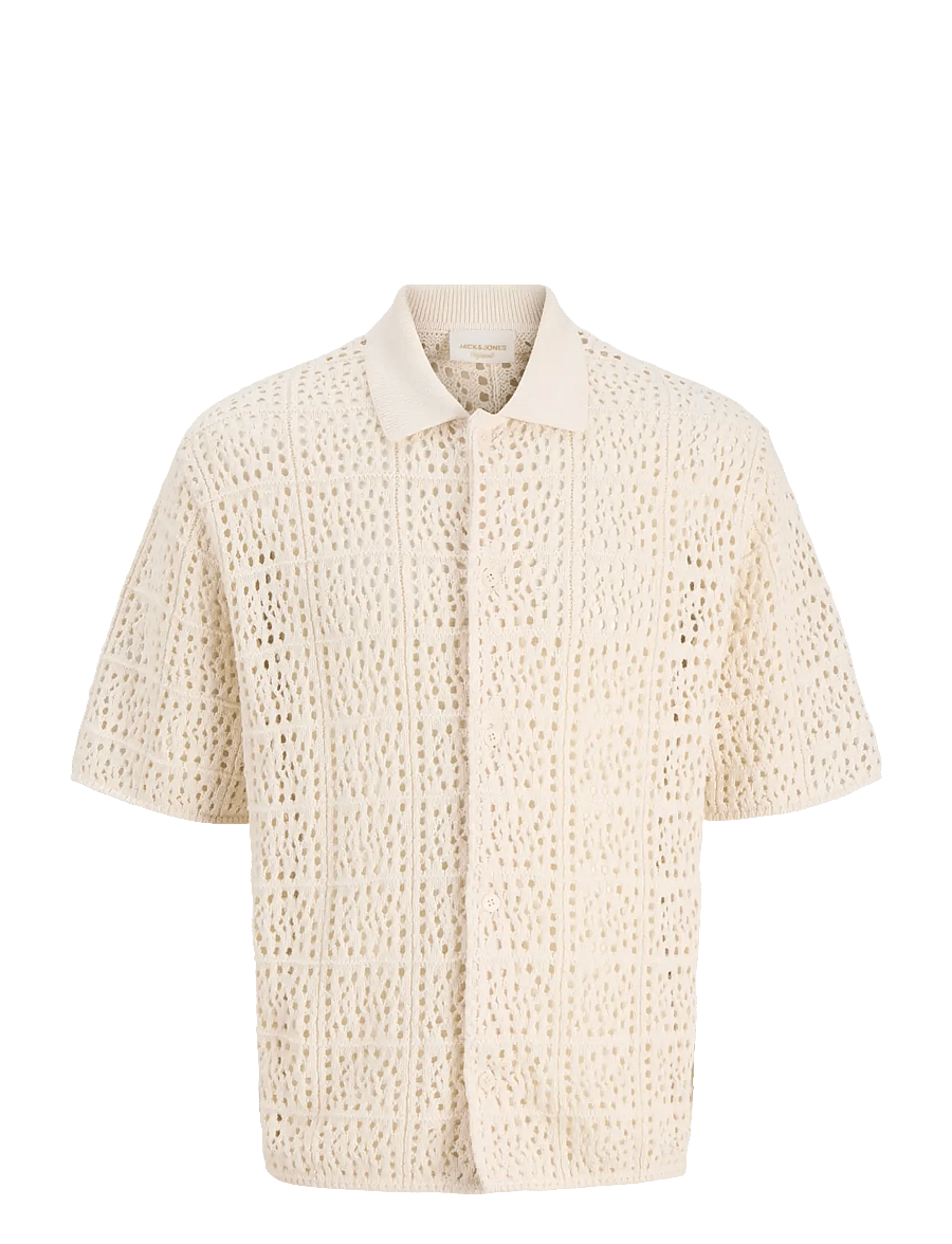 Jack & Jones - JORCOTEDAZUR KNIT CROCHET POLO SN - kootud polosärgid - sea salt - 1