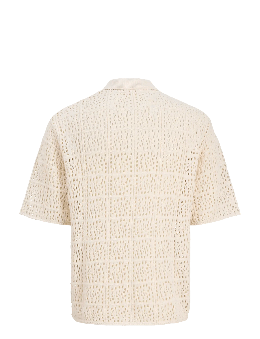 Jack & Jones - JORCOTEDAZUR KNIT CROCHET POLO SN - kootud polosärgid - sea salt - 2