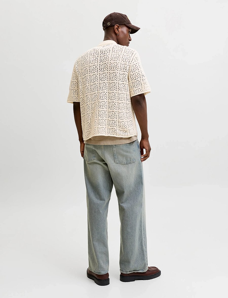 Jack & Jones - JORCOTEDAZUR KNIT CROCHET POLO SN - kootud polosärgid - sea salt - 3