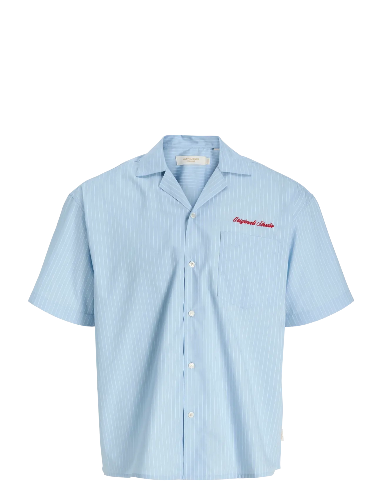Jack & Jones JORMENTON POPLIN STRIPE RESORT SHIRT SS - Lühikeste varrukatega särgid - CASHMERE BLUE / blue