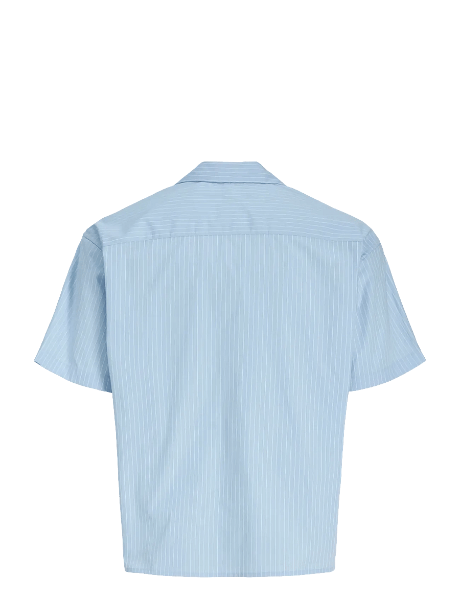 Jack & Jones - JORMENTON POPLIN STRIPE RESORT SHIRT SS - kortærmede skjorter - cashmere blue - 1