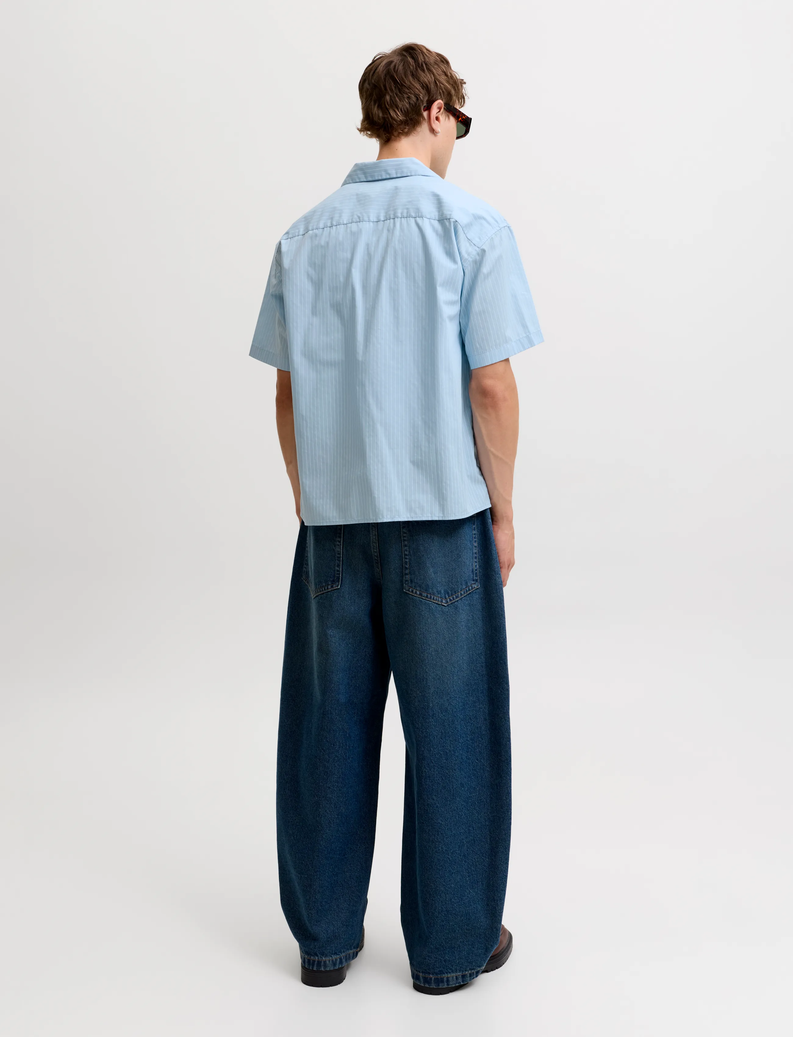 Jack & Jones - JORMENTON POPLIN STRIPE RESORT SHIRT SS - kortärmade skjortor - cashmere blue - 3