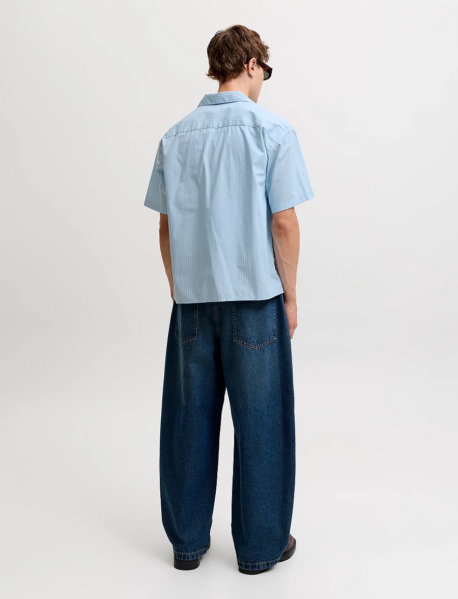 Jack & Jones - JORMENTON POPLIN STRIPE RESORT SHIRT SS - kortärmade skjortor - cashmere blue - 3