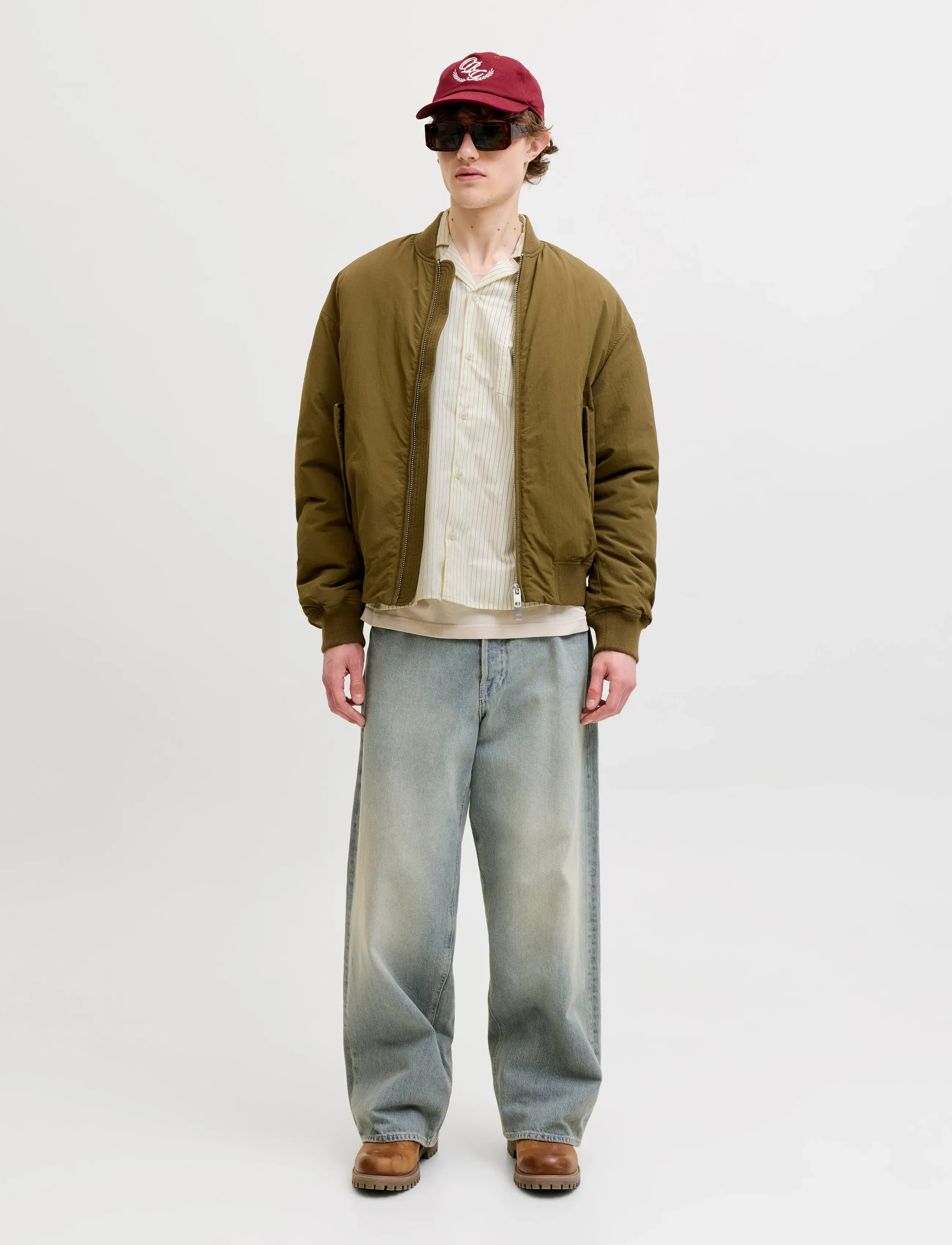 Jack & Jones - JORMENTON POPLIN STRIPE RESORT SHIRT SS - kortærmede skjorter - cloud dancer - 4