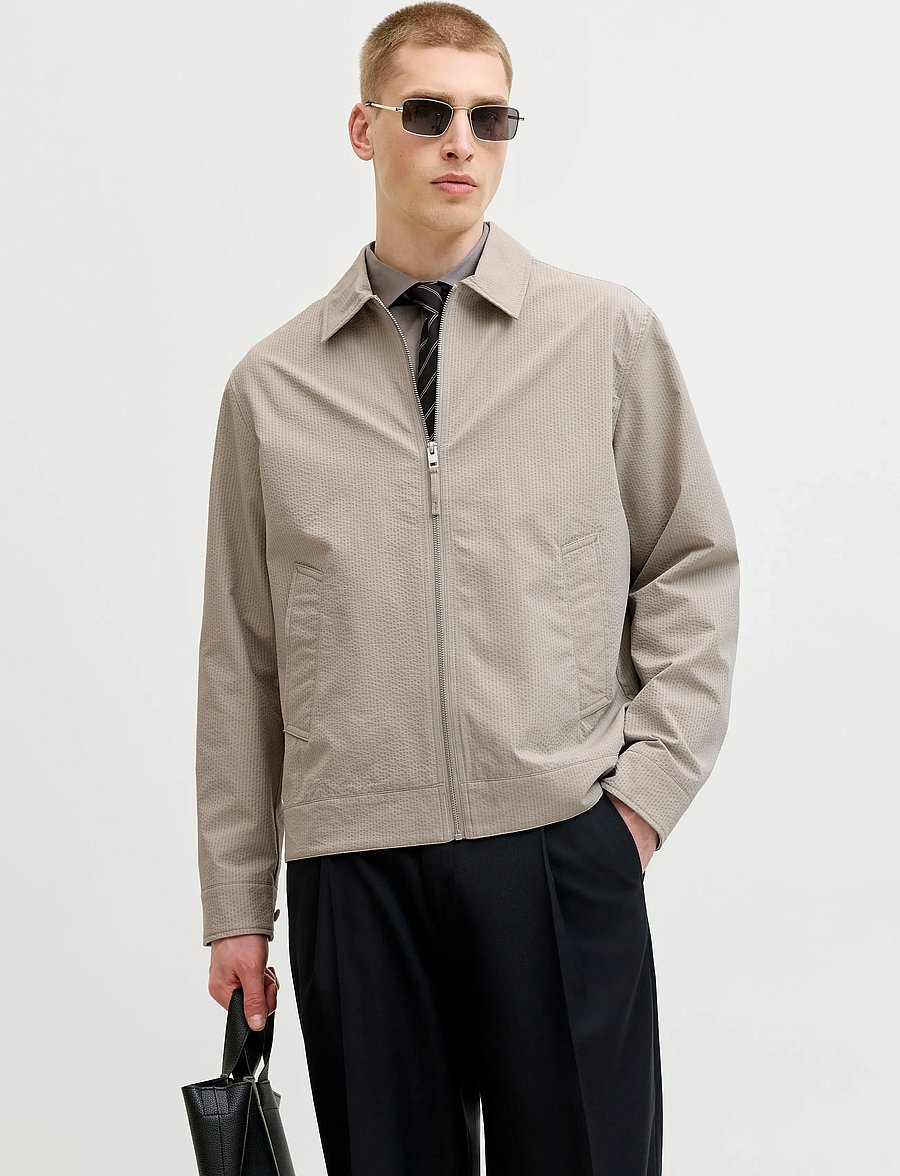 Jack & Jones - JPRBLALORENZO SEERSUCKER BLOUSON JKT - forårsjakker - aluminum - 0
