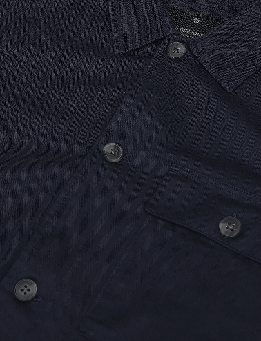 Jack & Jones - JPRBLATYLER HERRINGBONE L/S OVERSHIRT - vacation essentials - night sky - 2