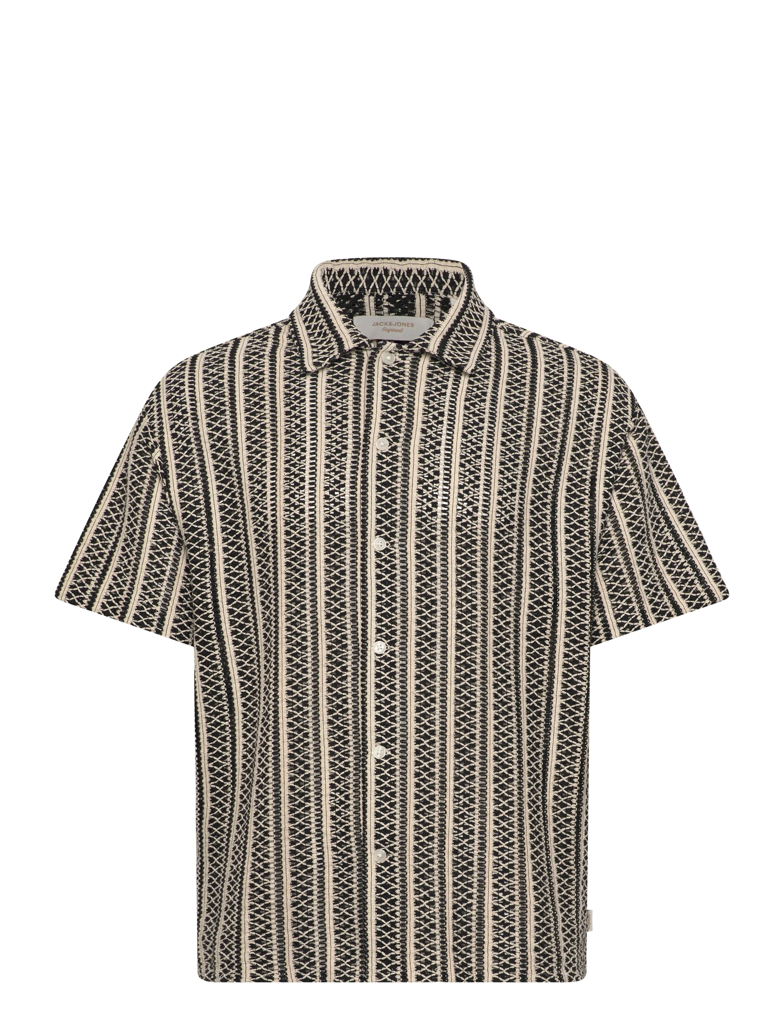 Jack & Jones JORCOTEDAZUR BELLAGIO CROCHETSHIRT SS SN - Skjortor - BLACK / black