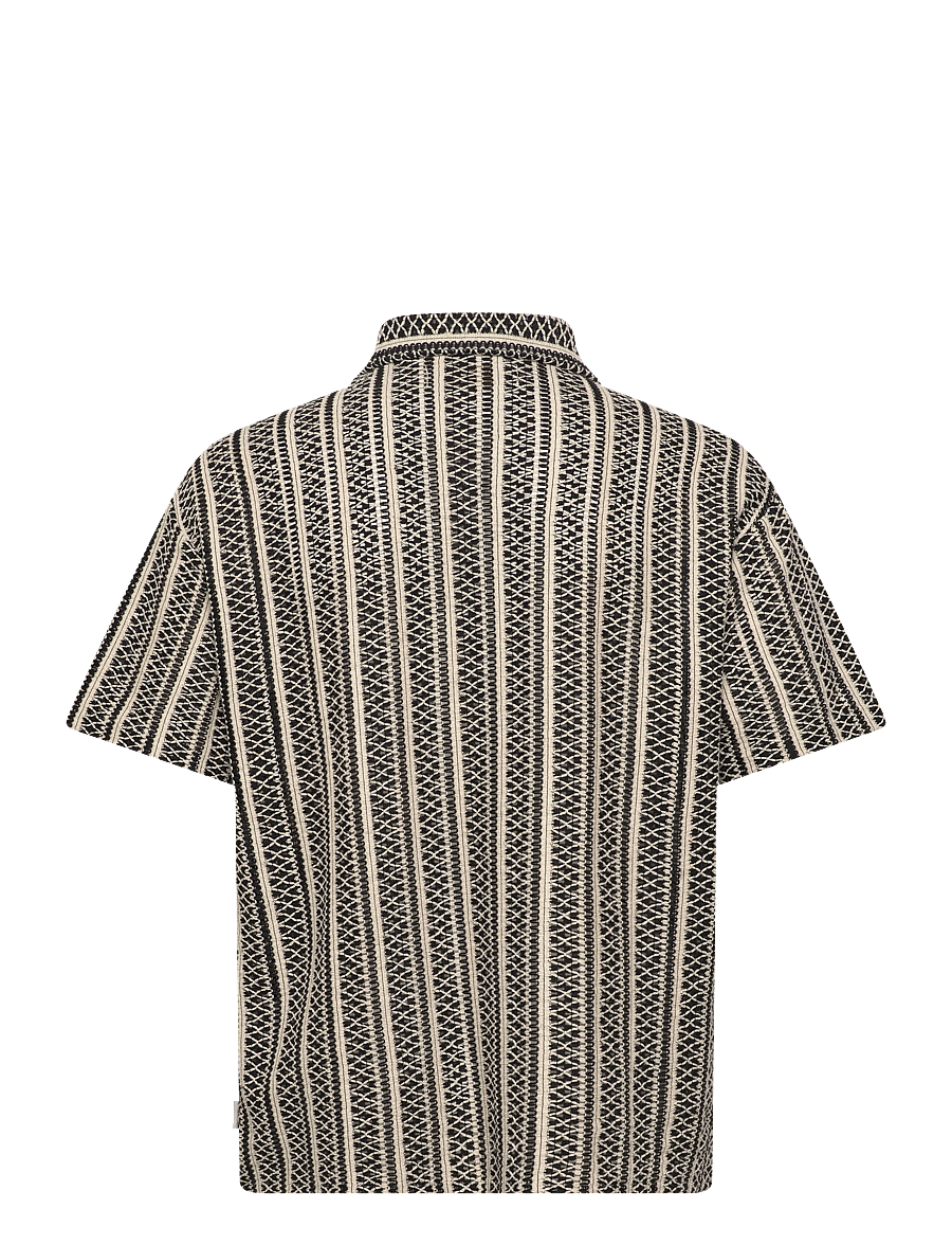 Jack & Jones - JORCOTEDAZUR BELLAGIO CROCHETSHIRT SS SN - lyhythihaiset kauluspaidat - black - 1