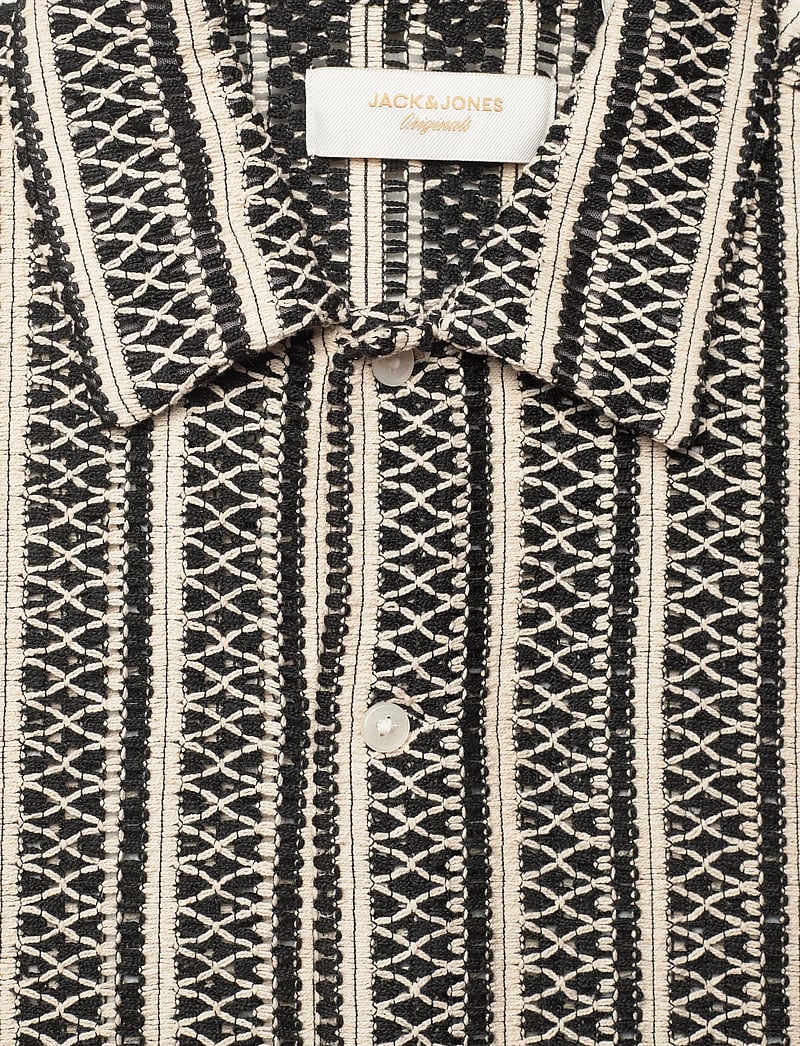 Jack & Jones - JORCOTEDAZUR BELLAGIO CROCHETSHIRT SS SN - kortærmede skjorter - black - 2