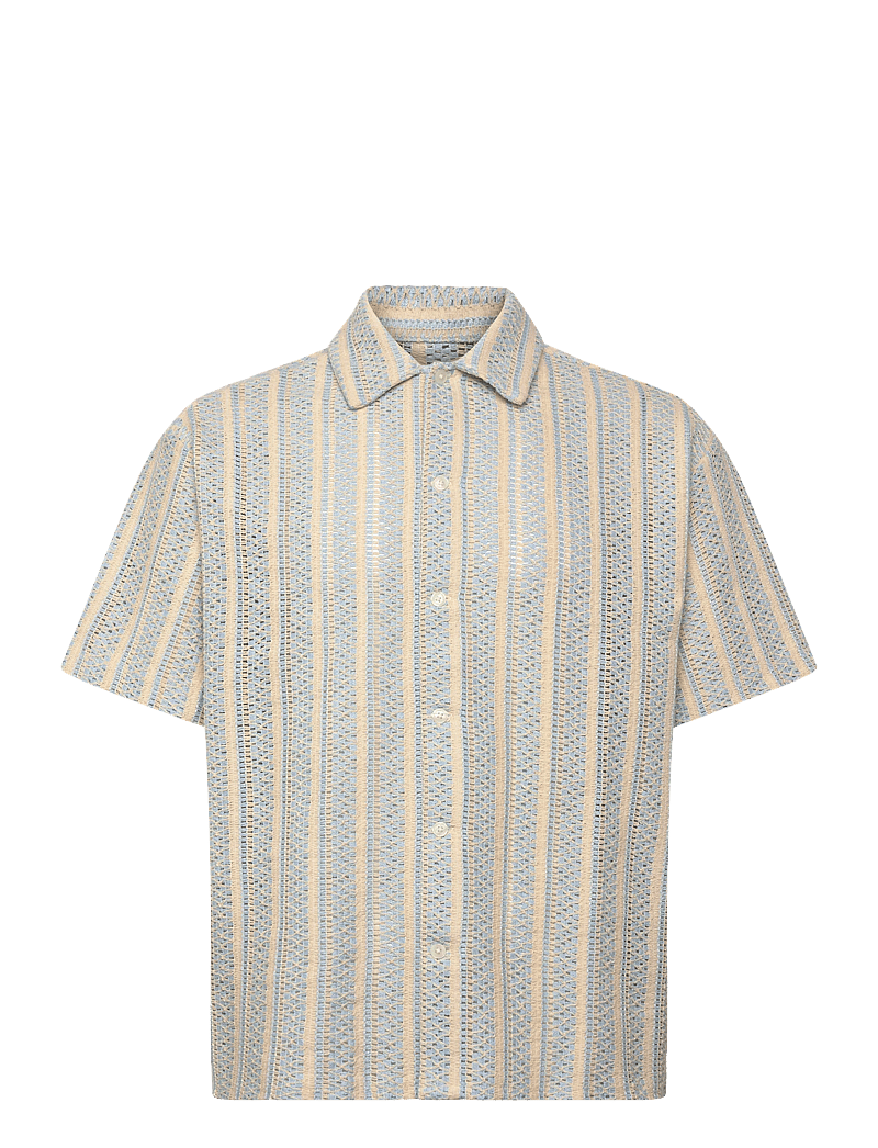 Jack & Jones - JORCOTEDAZUR BELLAGIO CROCHETSHIRT SS SN - kortærmede skjorter - cashmere blue - 0