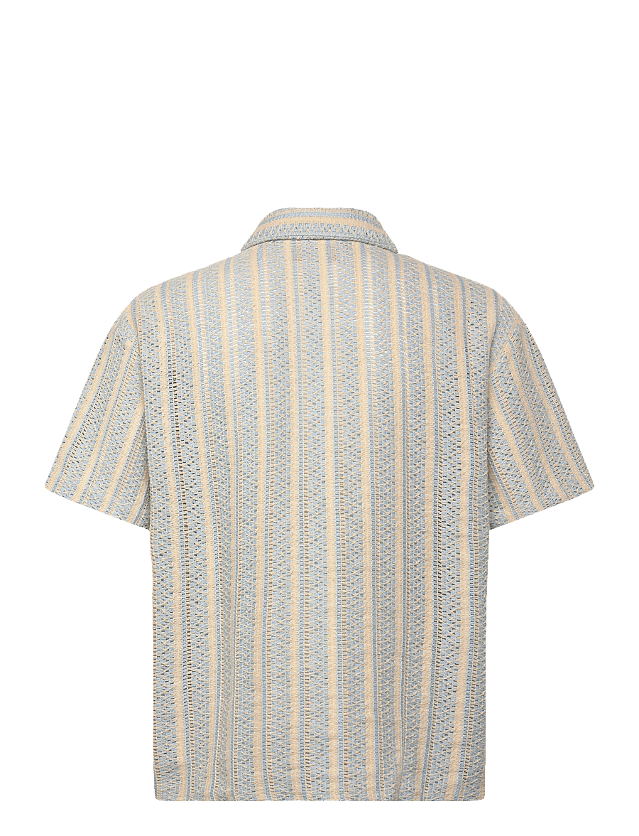 Jack & Jones - JORCOTEDAZUR BELLAGIO CROCHETSHIRT SS SN - kurzarmhemden - cashmere blue - 1