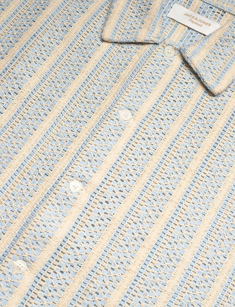 Jack & Jones - JORCOTEDAZUR BELLAGIO CROCHETSHIRT SS SN - kortærmede skjorter - cashmere blue - 3