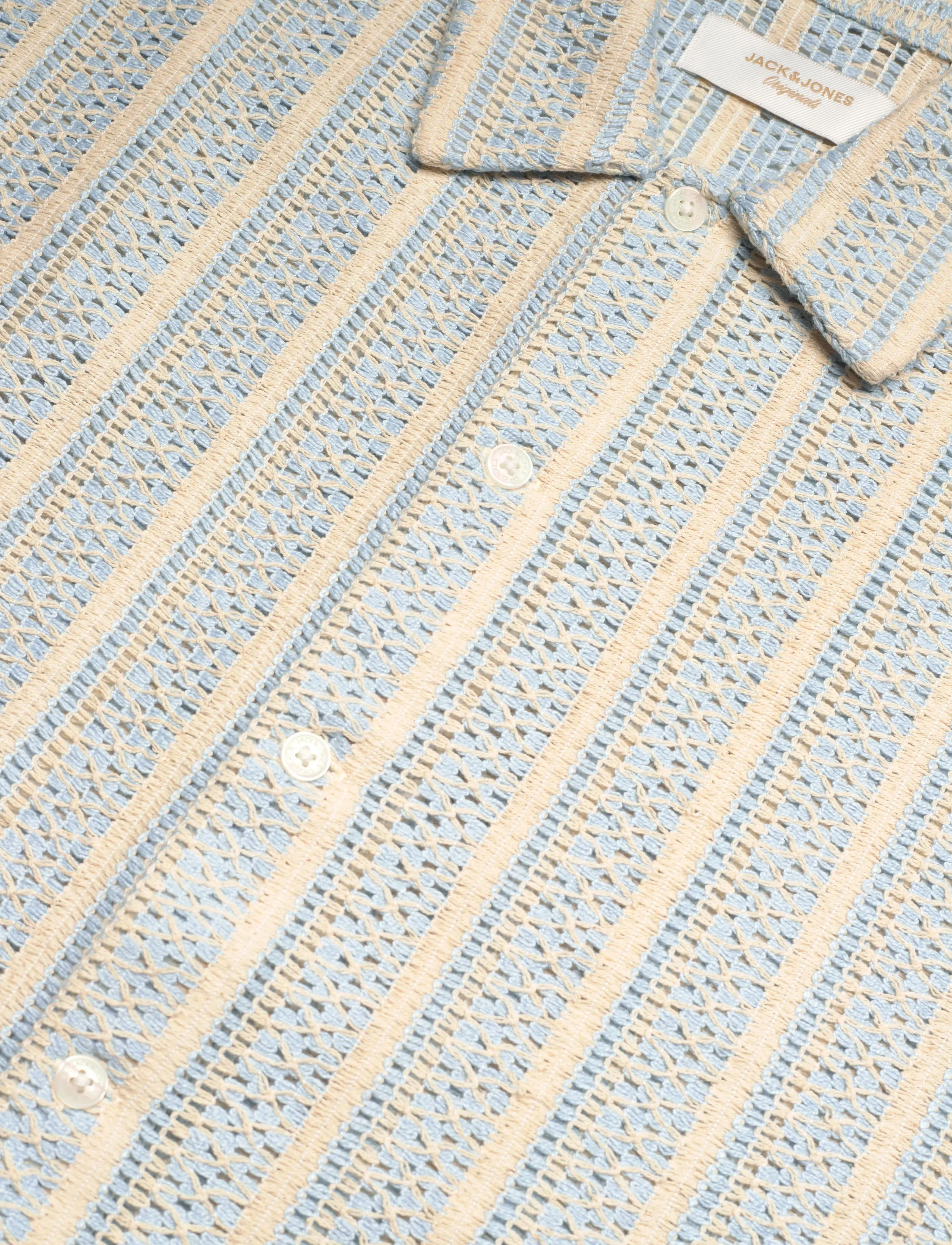 Jack & Jones - JORCOTEDAZUR BELLAGIO CROCHETSHIRT SS SN - kurzarmhemden - cashmere blue - 3