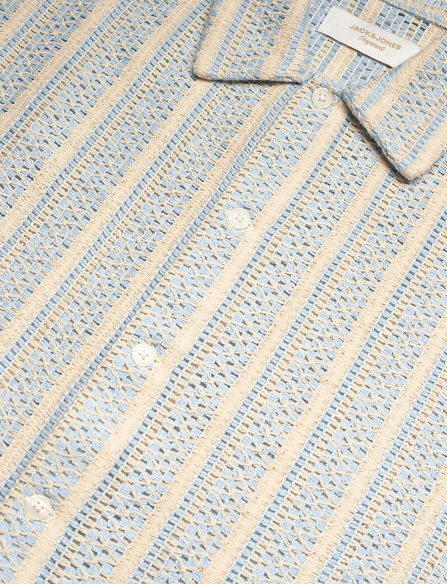Jack & Jones - JORCOTEDAZUR BELLAGIO CROCHETSHIRT SS SN - kurzarmhemden - cashmere blue - 3
