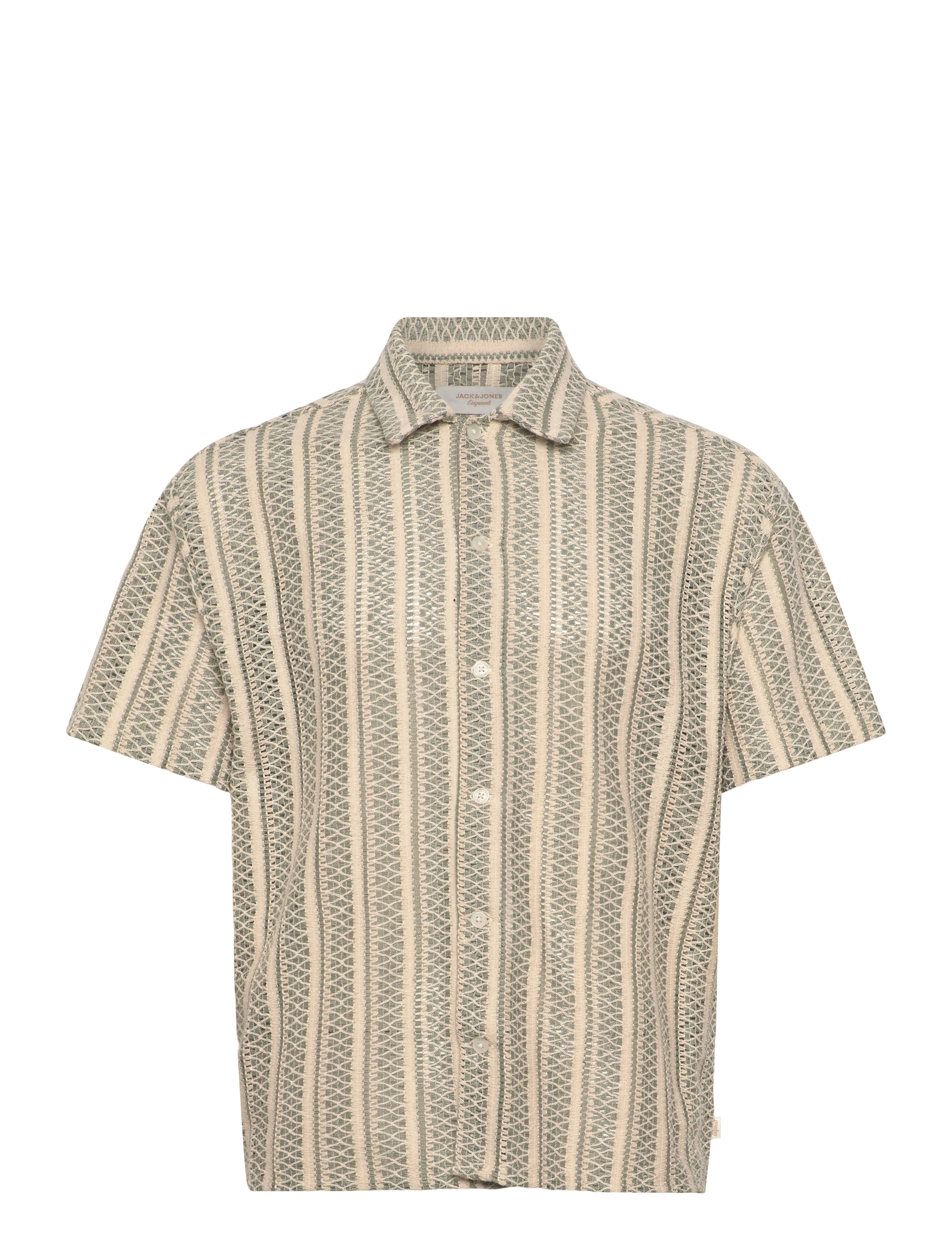 Jack & Jones JORCOTEDAZUR BELLAGIO CROCHETSHIRT SS SN - Skjortor - SEAGRASS / khaki/green