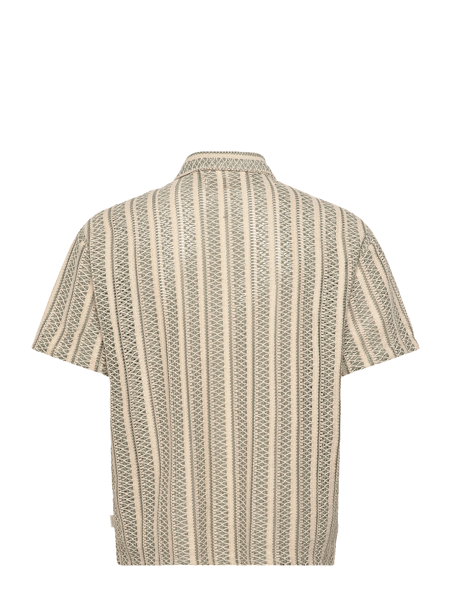 Jack & Jones - JORCOTEDAZUR BELLAGIO CROCHETSHIRT SS SN - kurzarmhemden - seagrass - 1