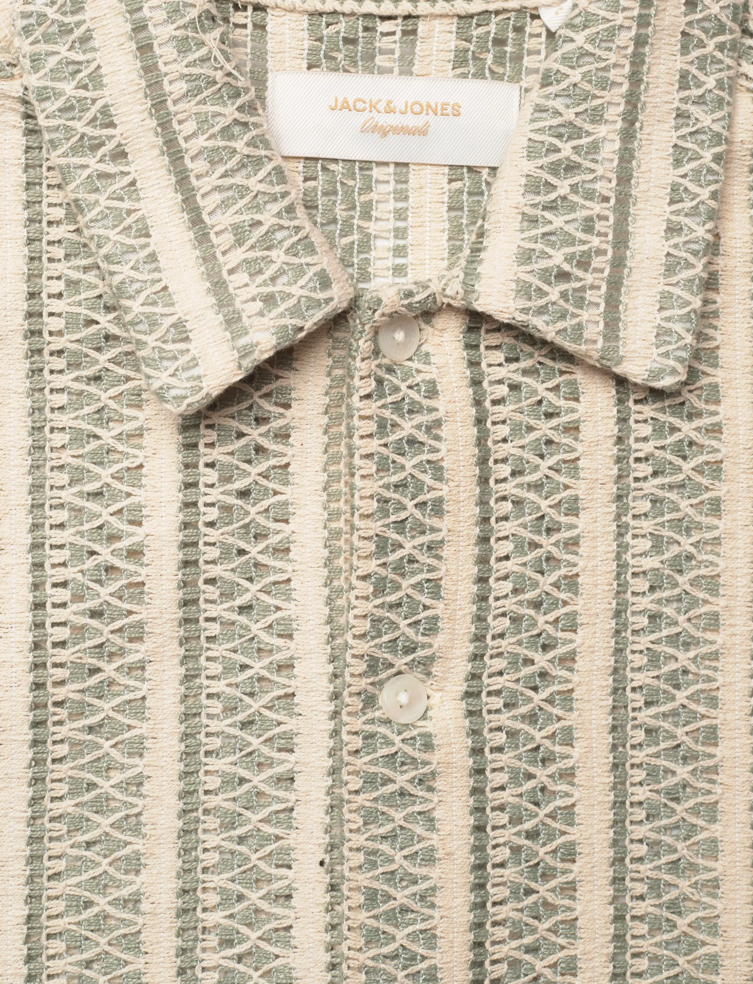 Jack & Jones - JORCOTEDAZUR BELLAGIO CROCHETSHIRT SS SN - kurzarmhemden - seagrass - 2