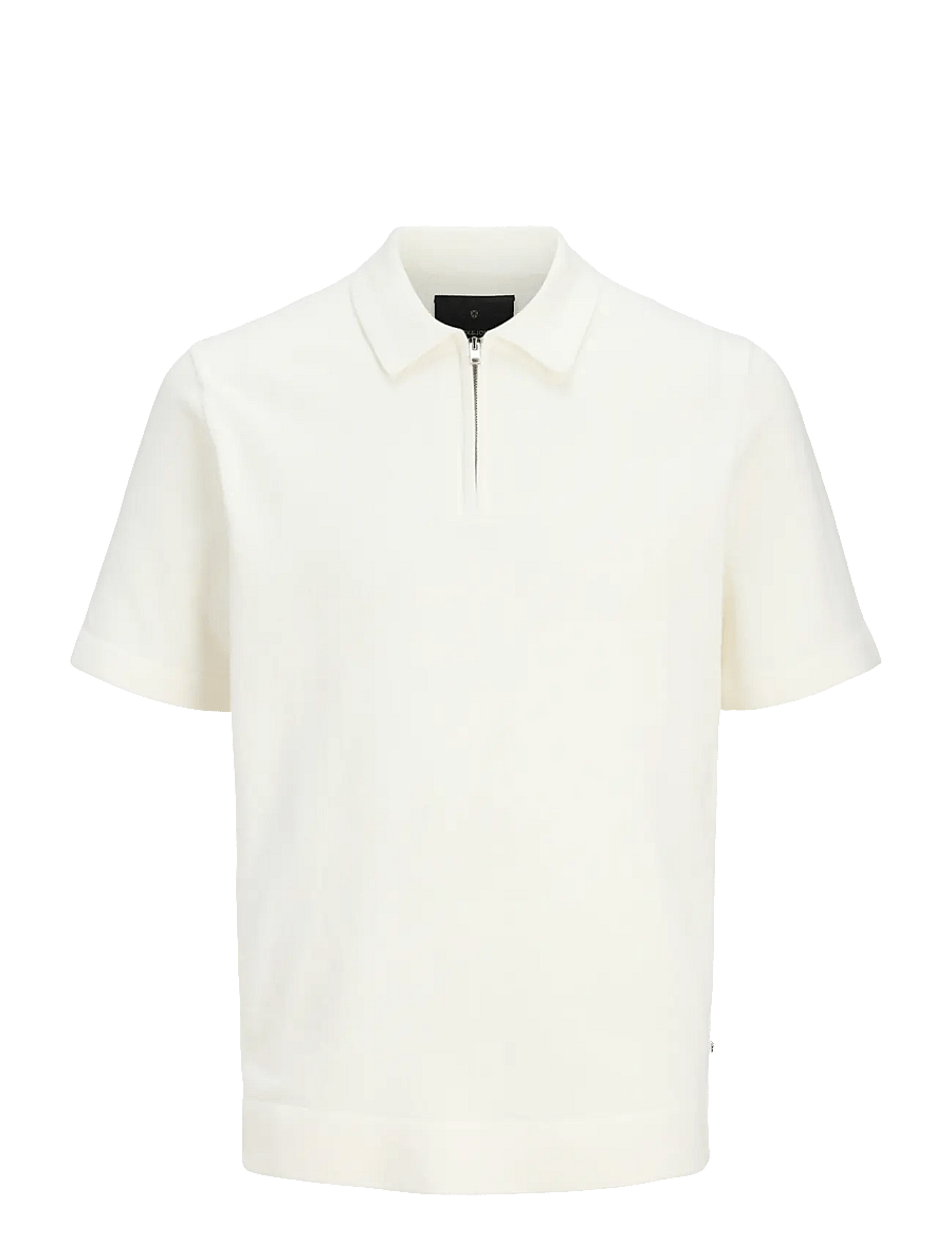 Jack & Jones - JPRBLAMILANO SPRING KNIT ZIP POLO SS SN - stickade pikéer - cloud dancer - 1