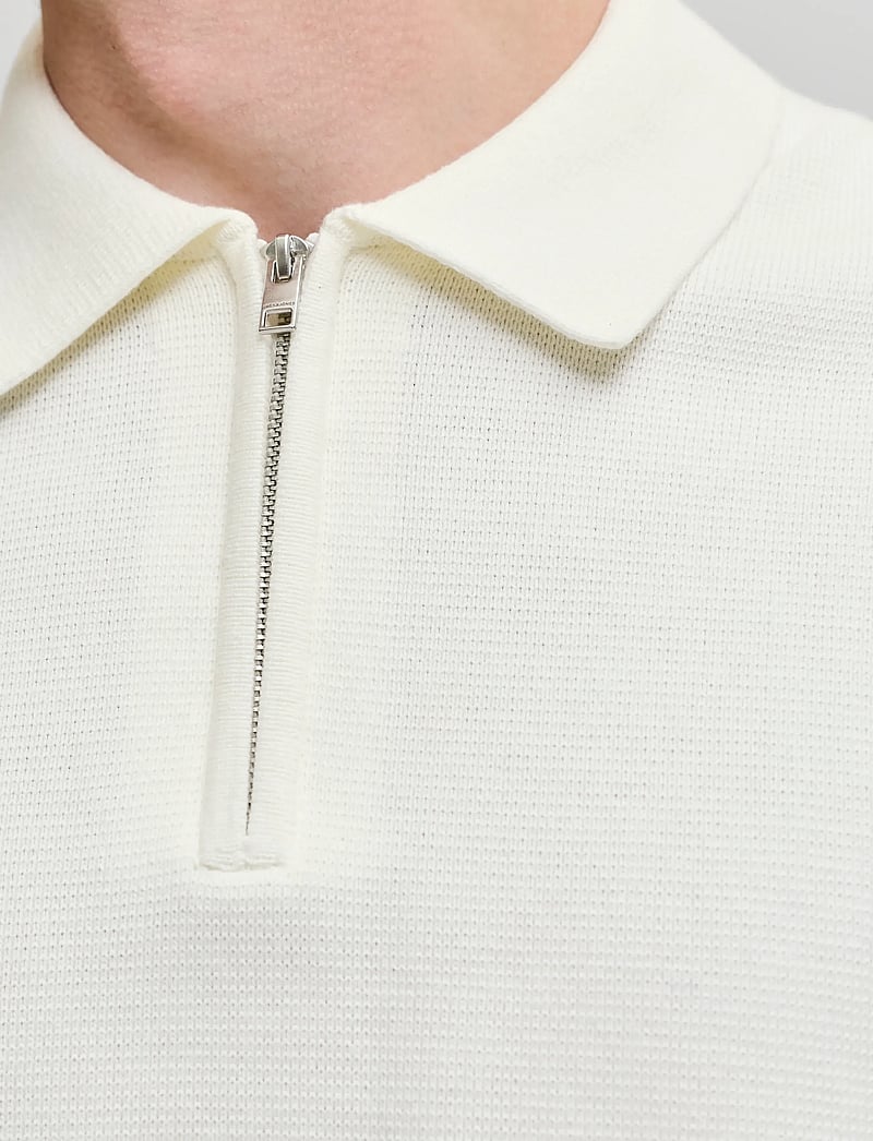 Jack & Jones - JPRBLAMILANO SPRING KNIT ZIP POLO SS SN - polostrik - cloud dancer - 4
