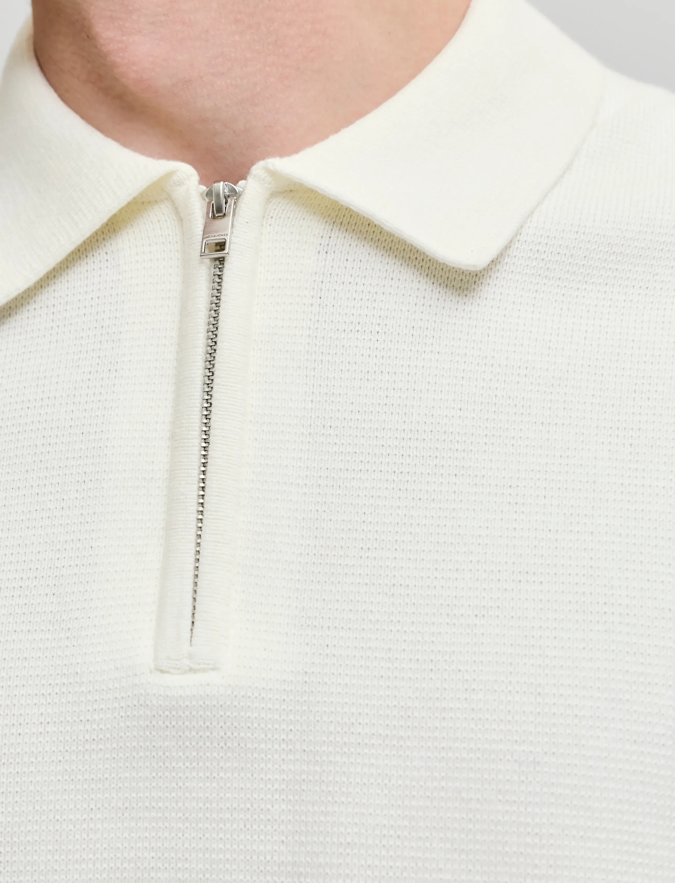 Jack & Jones - JPRBLAMILANO SPRING KNIT ZIP POLO SS SN - knitted polos - cloud dancer - 4