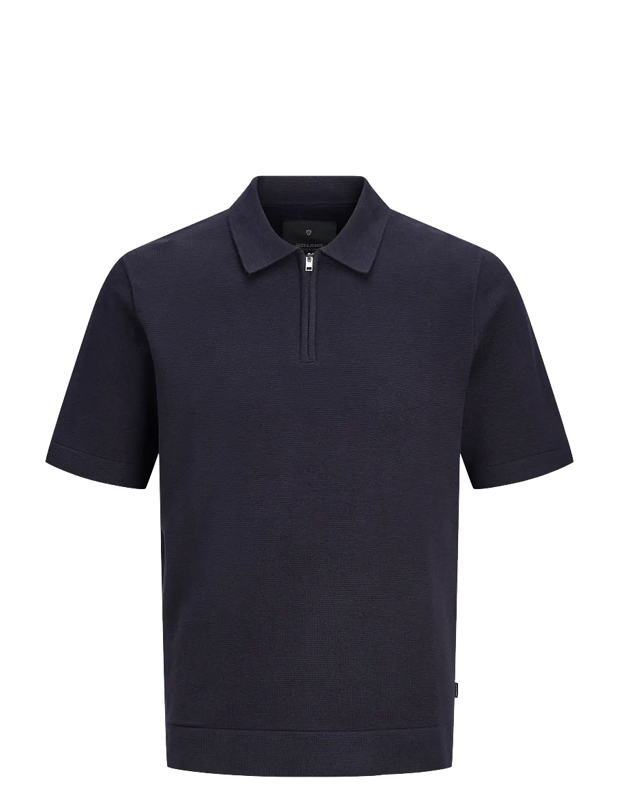 Jack & Jones - JPRBLAMILANO SPRING KNIT ZIP POLO SS SN - gestrickte polohemden - night sky - 1