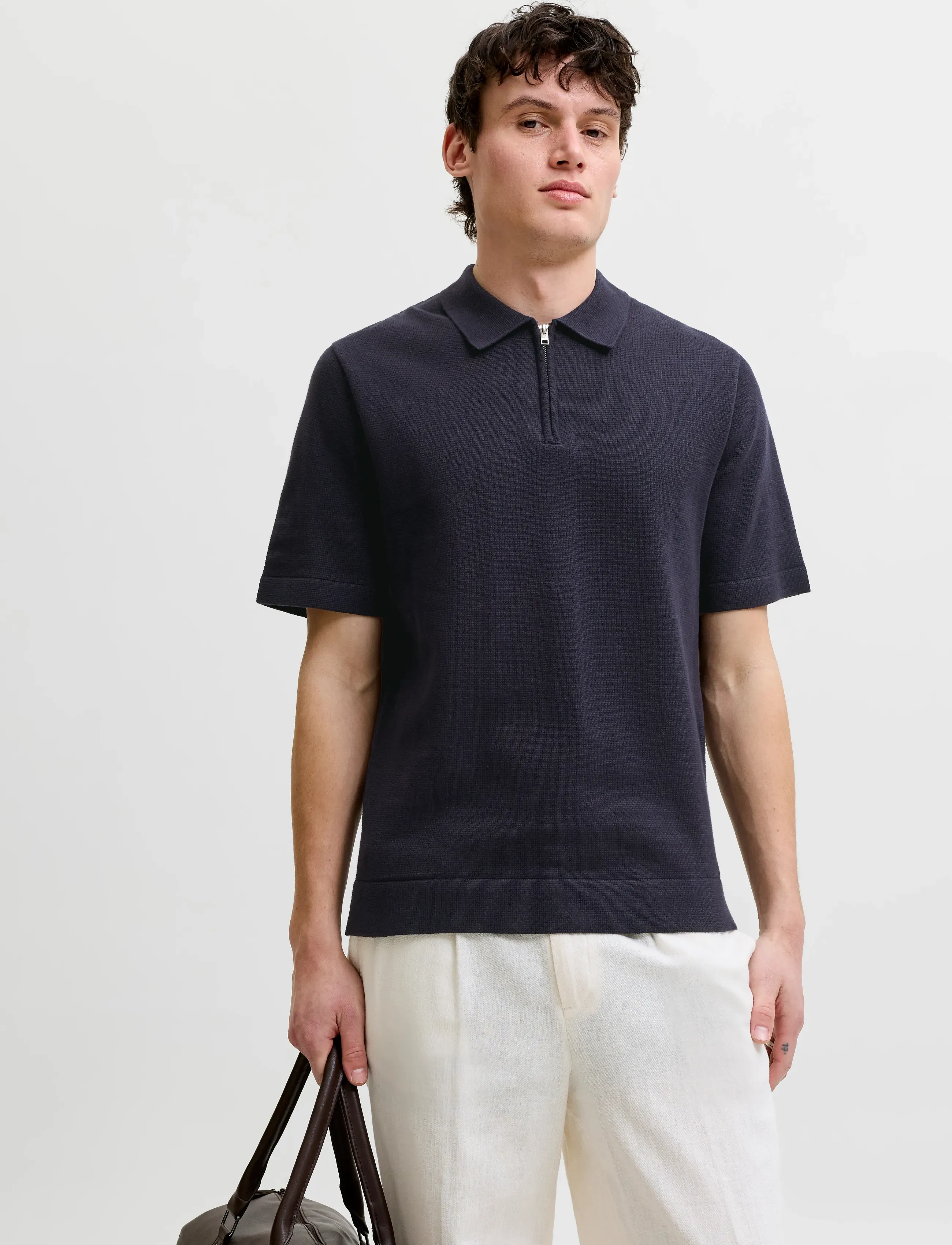 Jack & Jones JPRBLAMILANO SPRING KNIT ZIP POLO SS SN - Kleding - NIGHT SKY / navy
