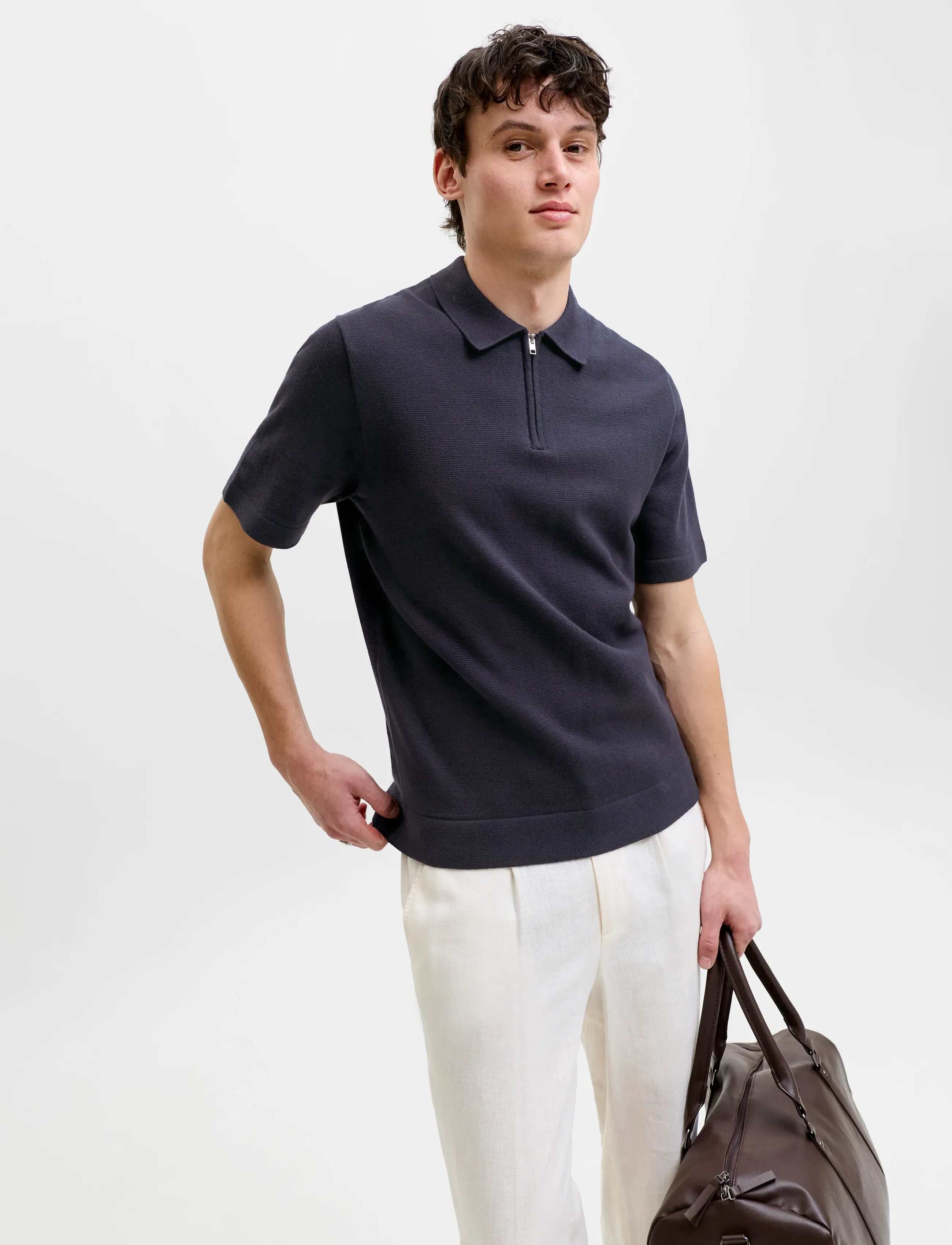 JACK & JONES Jprblamilano Spring Knit Zip Polo Ss Sn herr – bild 5