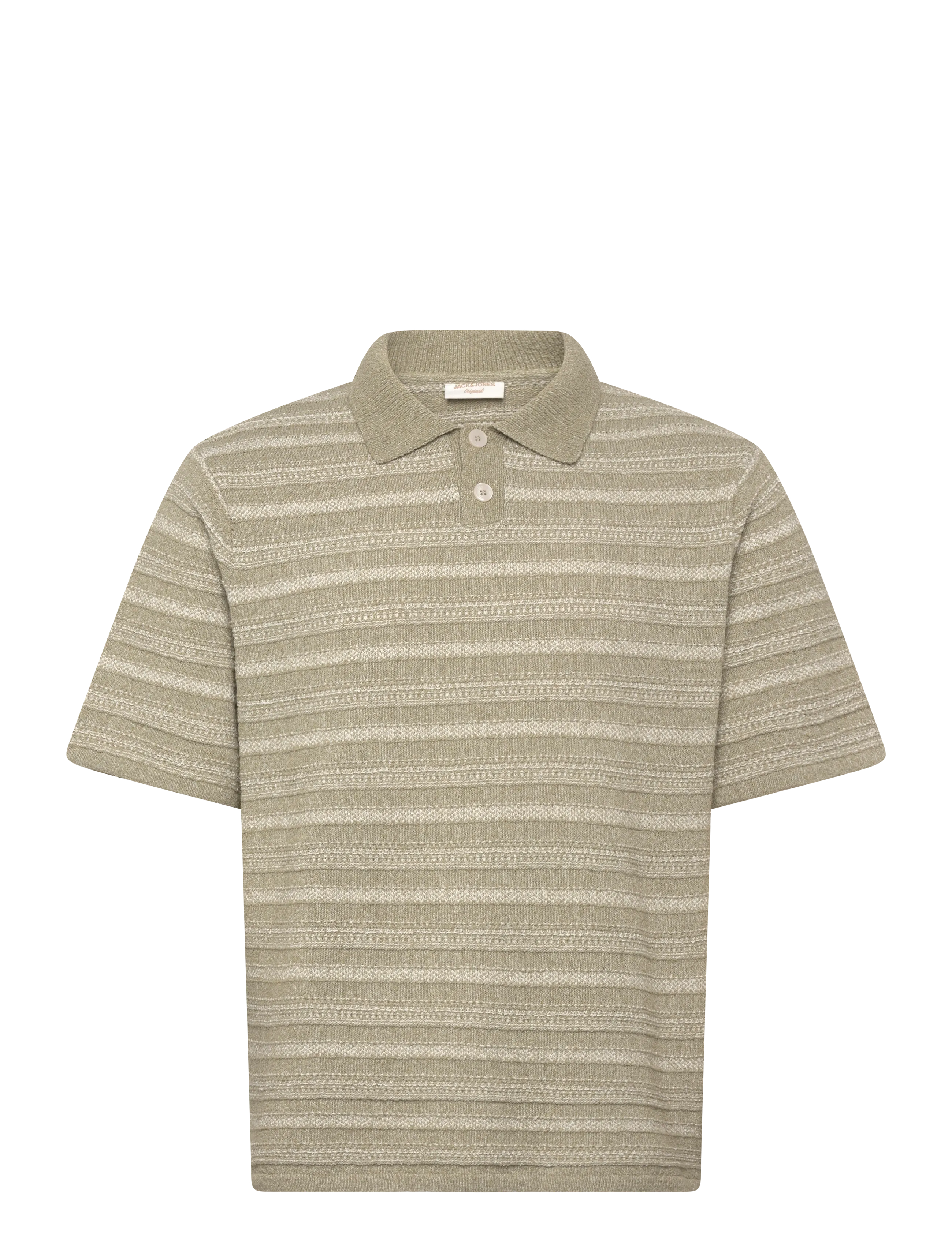 JACK & JONES Jorhyeres Knit Stripe Polo Khaki - L - Herren