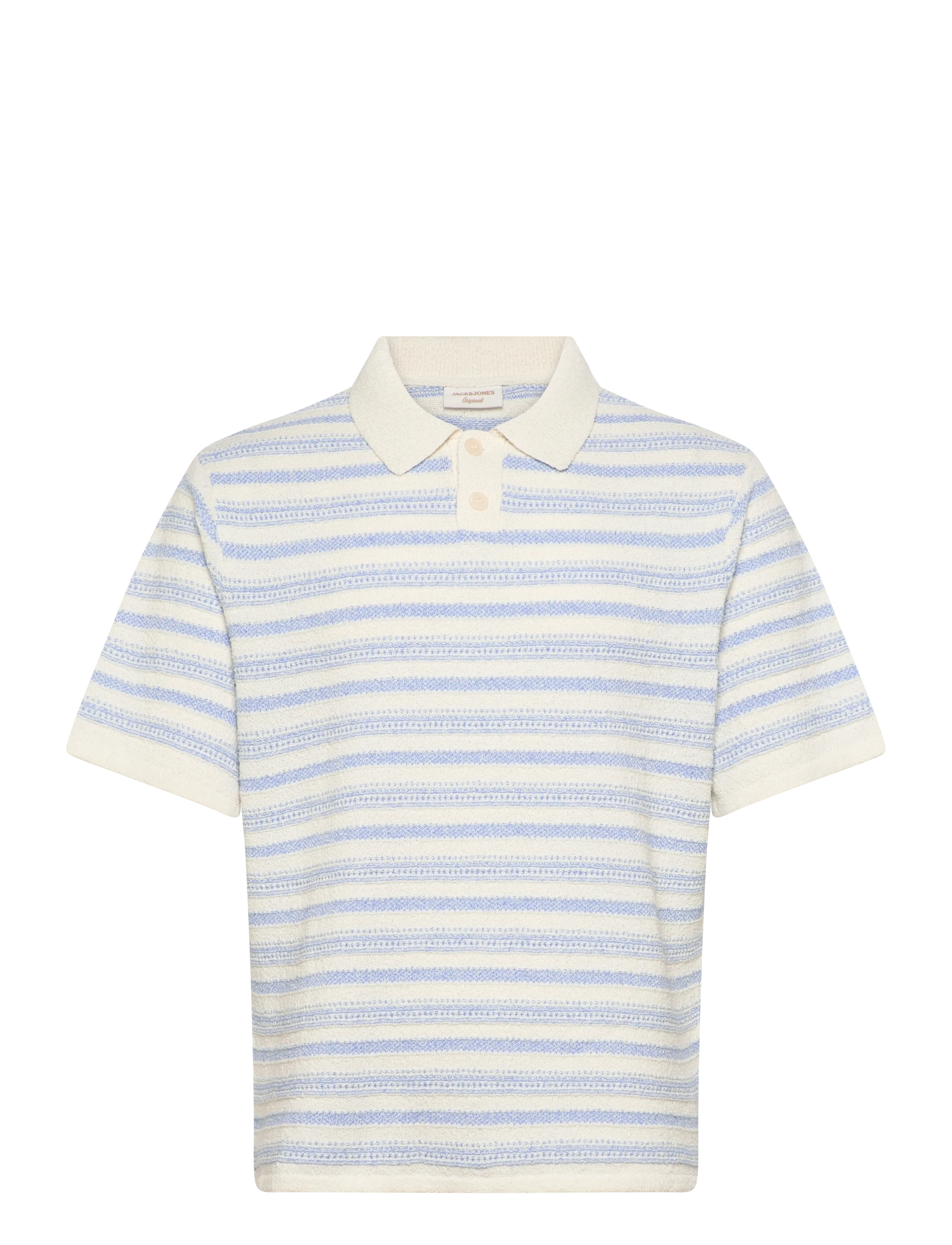 Jack & Jones Jorhyeres Knit Stripe Polo, S, Cream, Strik > Kortærmede Strikkede Poloer, Herre