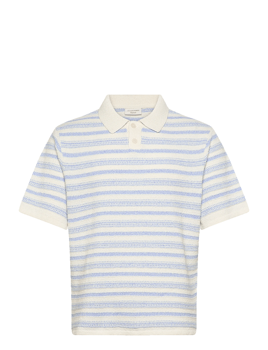 Jack & Jones - JORHYERES KNIT STRIPE POLO - gestrickte polohemden - sea salt - 0