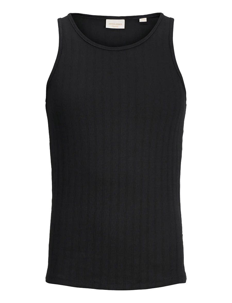 Jack & Jones - JORCOTEDAZUR POINTAL TANK TOP - linnen - black - 1