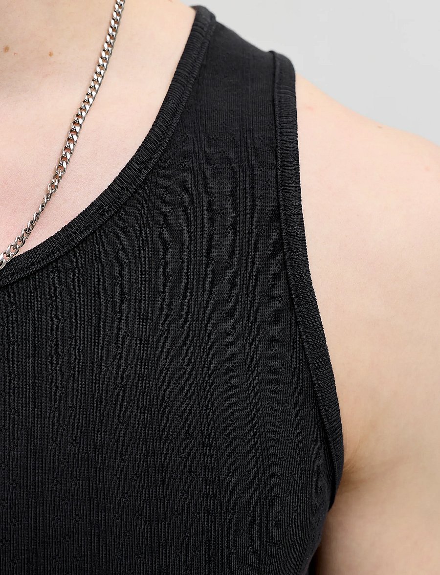 Jack & Jones - JORCOTEDAZUR POINTAL TANK TOP - linnen - black - 4