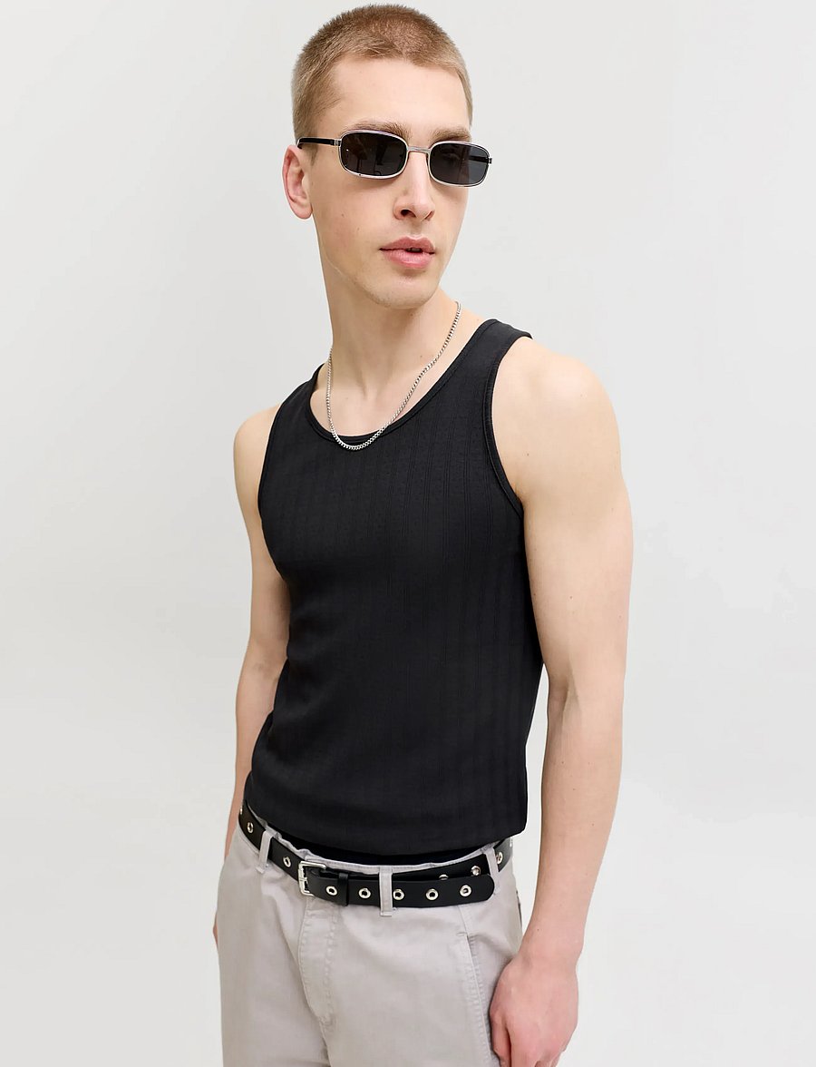Jack & Jones - JORCOTEDAZUR POINTAL TANK TOP - linnen - black - 5