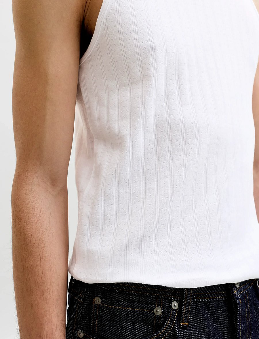 Jack & Jones - JORCOTEDAZUR POINTAL TANK TOP - linnen - bright white - 4
