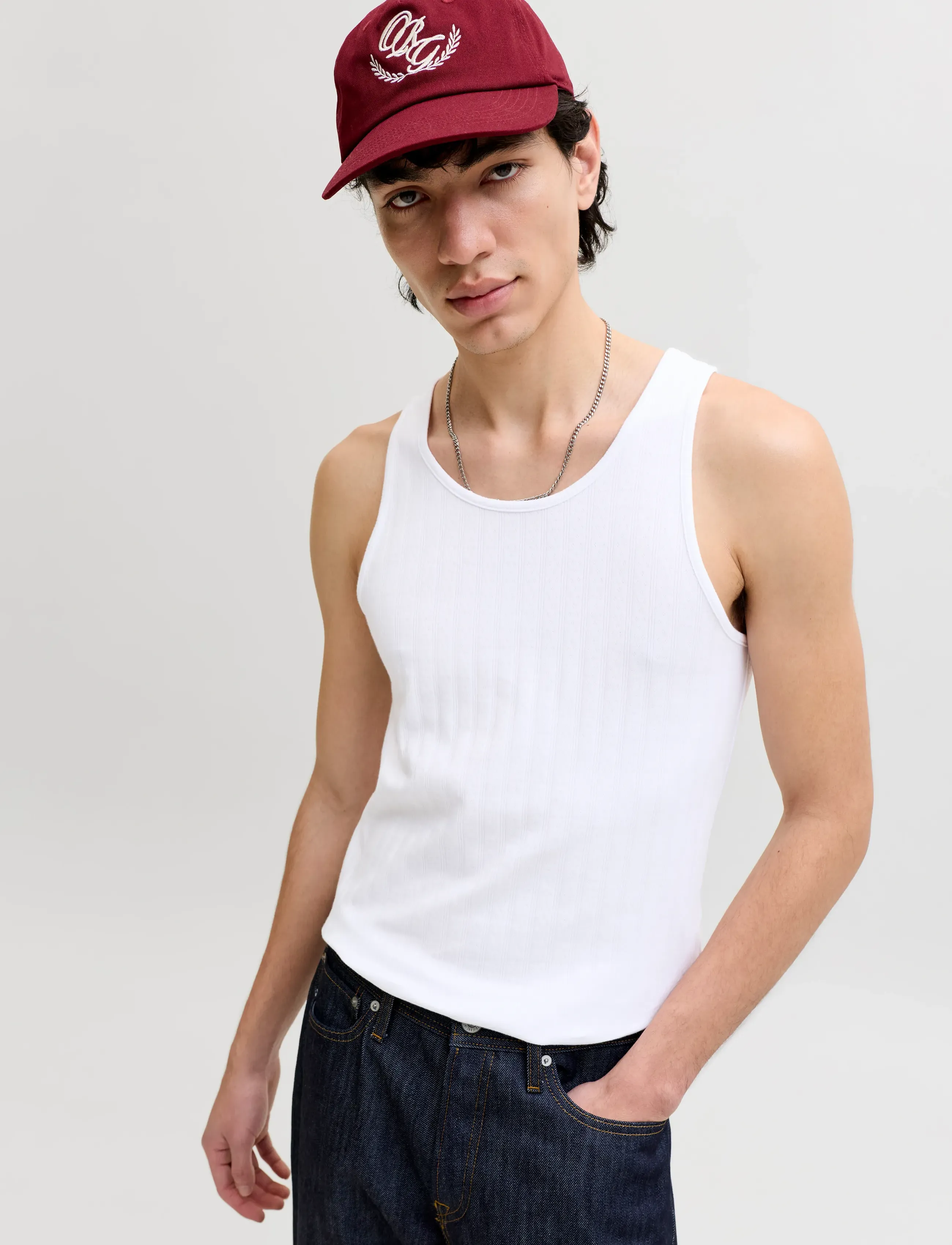 Jack & Jones - JORCOTEDAZUR POINTAL TANK TOP - bez rękawa - bright white - 5