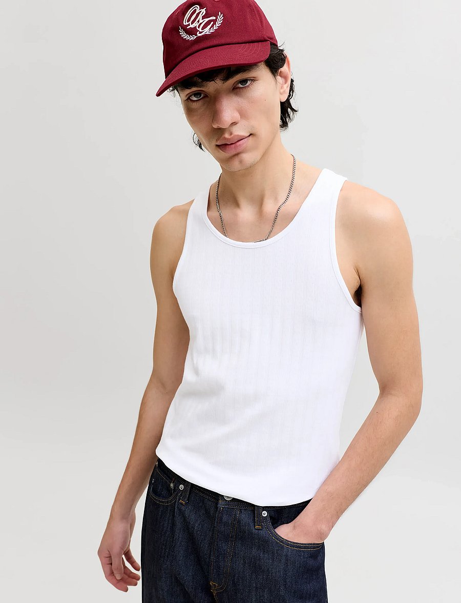 Jack & Jones - JORCOTEDAZUR POINTAL TANK TOP - linnen - bright white - 5