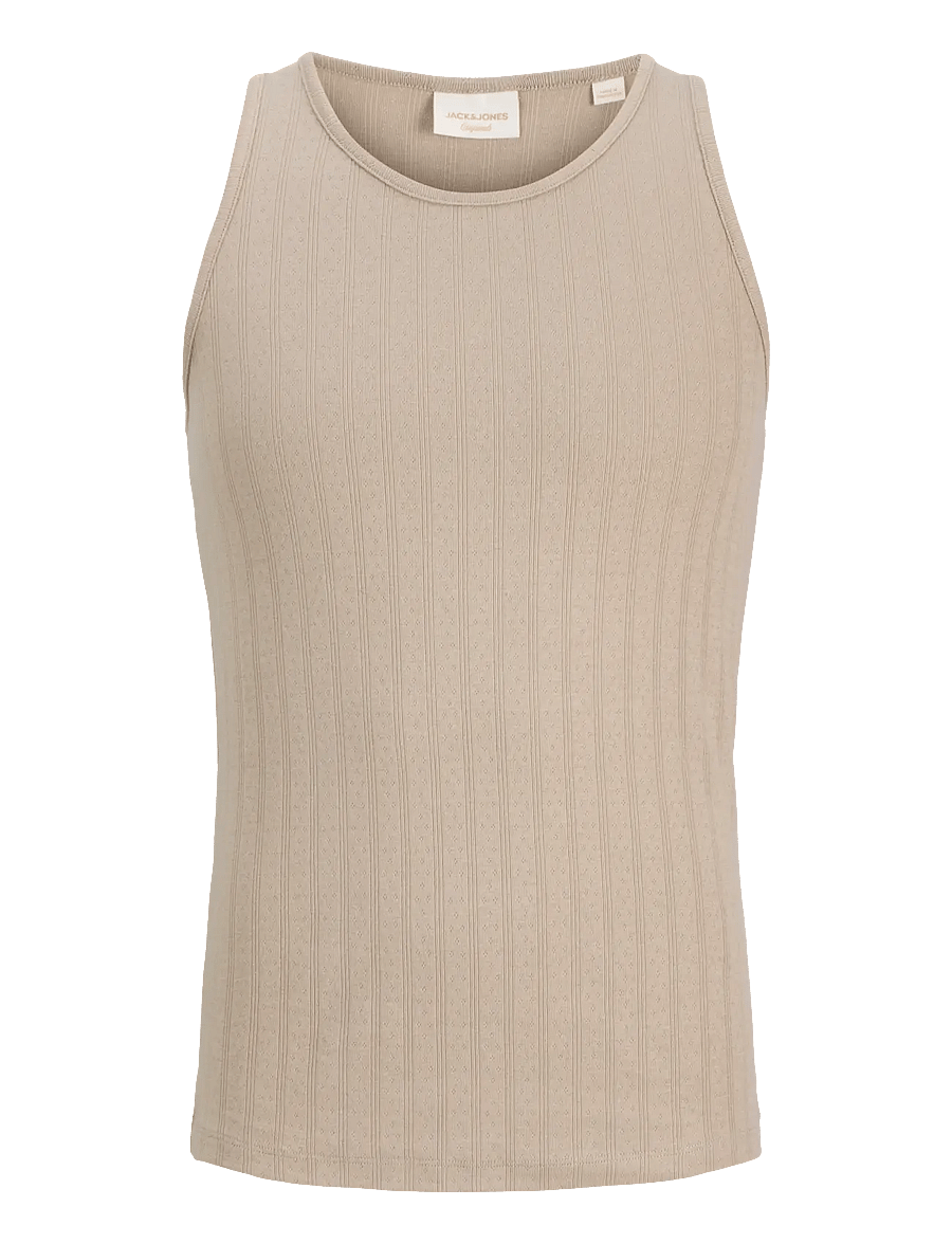 Jack & Jones - JORCOTEDAZUR POINTAL TANK TOP - linnen - vintage khaki - 1
